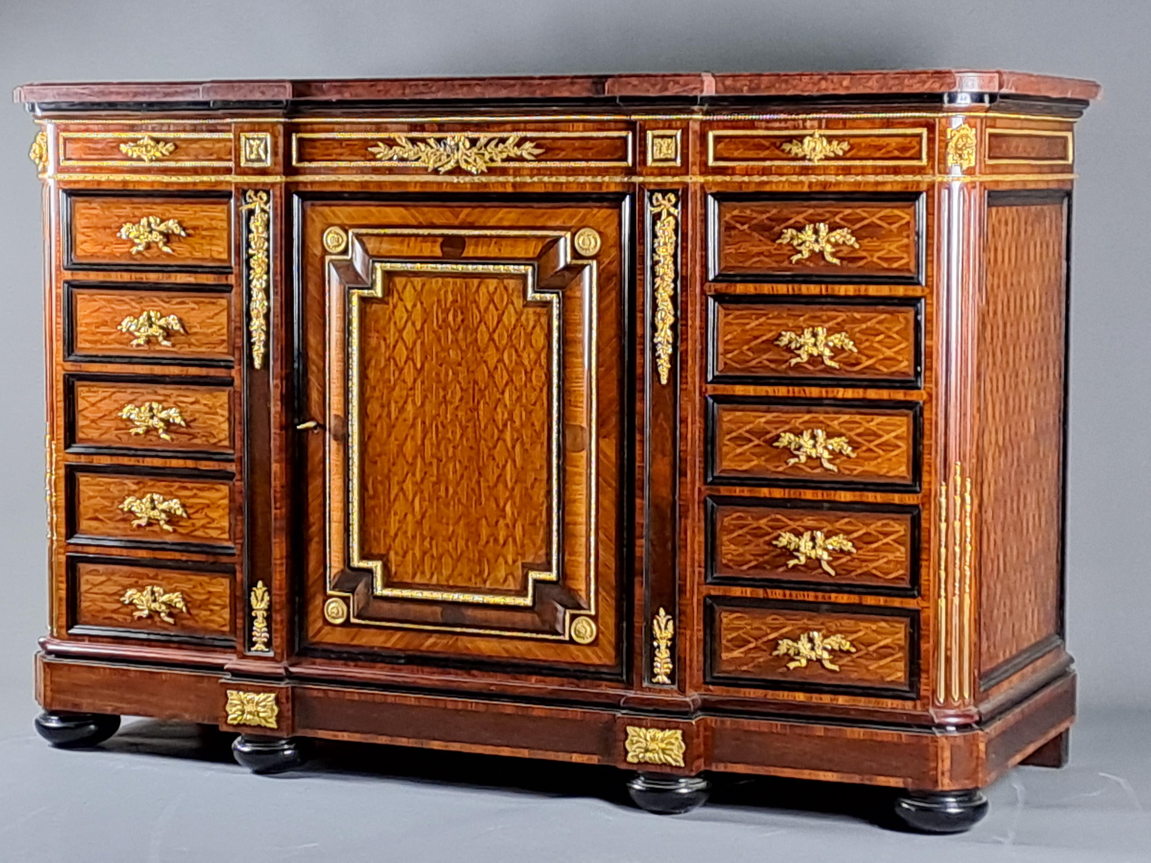 Rosewood Important Collector's Cabinet Stamped Grohé In Paris For Sale