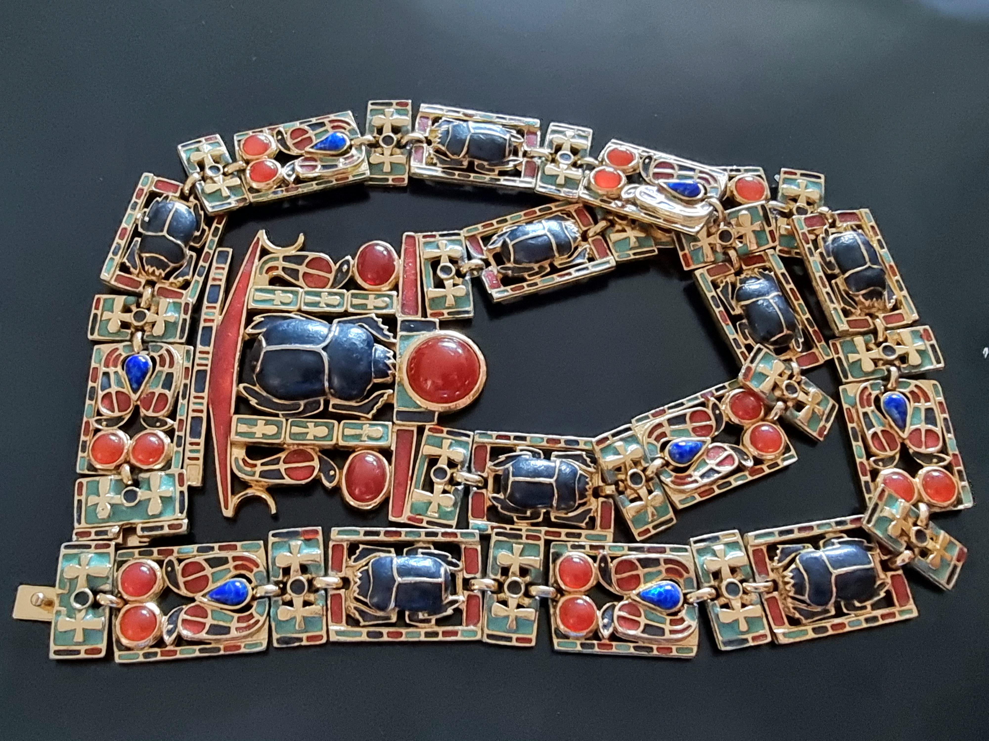Important Necklace NEO-EGYPTIAN Tutankhamun, écharpe, vintage des années 60 en vente 10