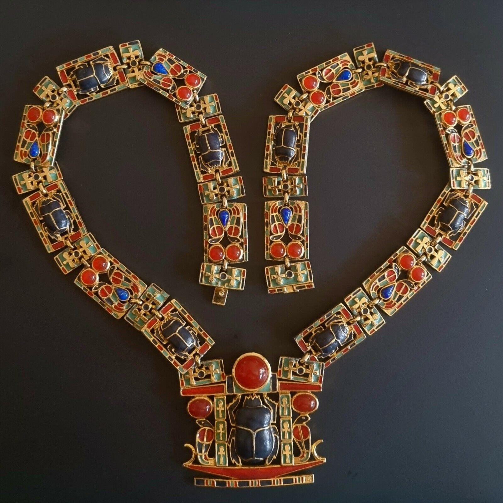 Important Necklace NEO-EGYPTIAN Tutankhamun, écharpe, vintage des années 60 en vente 13