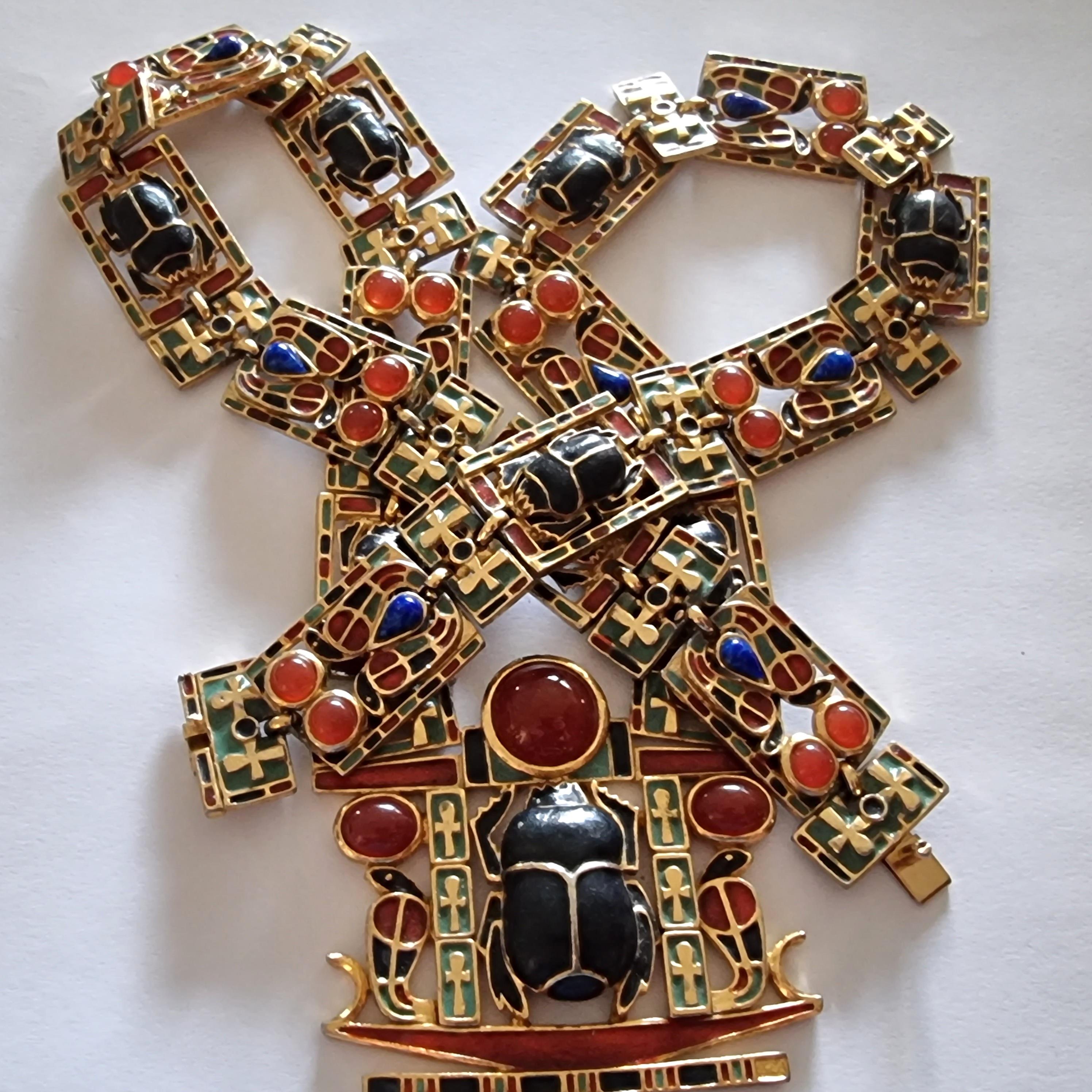 Important Necklace NEO-EGYPTIAN Tutankhamun, écharpe, vintage des années 60 en vente 14