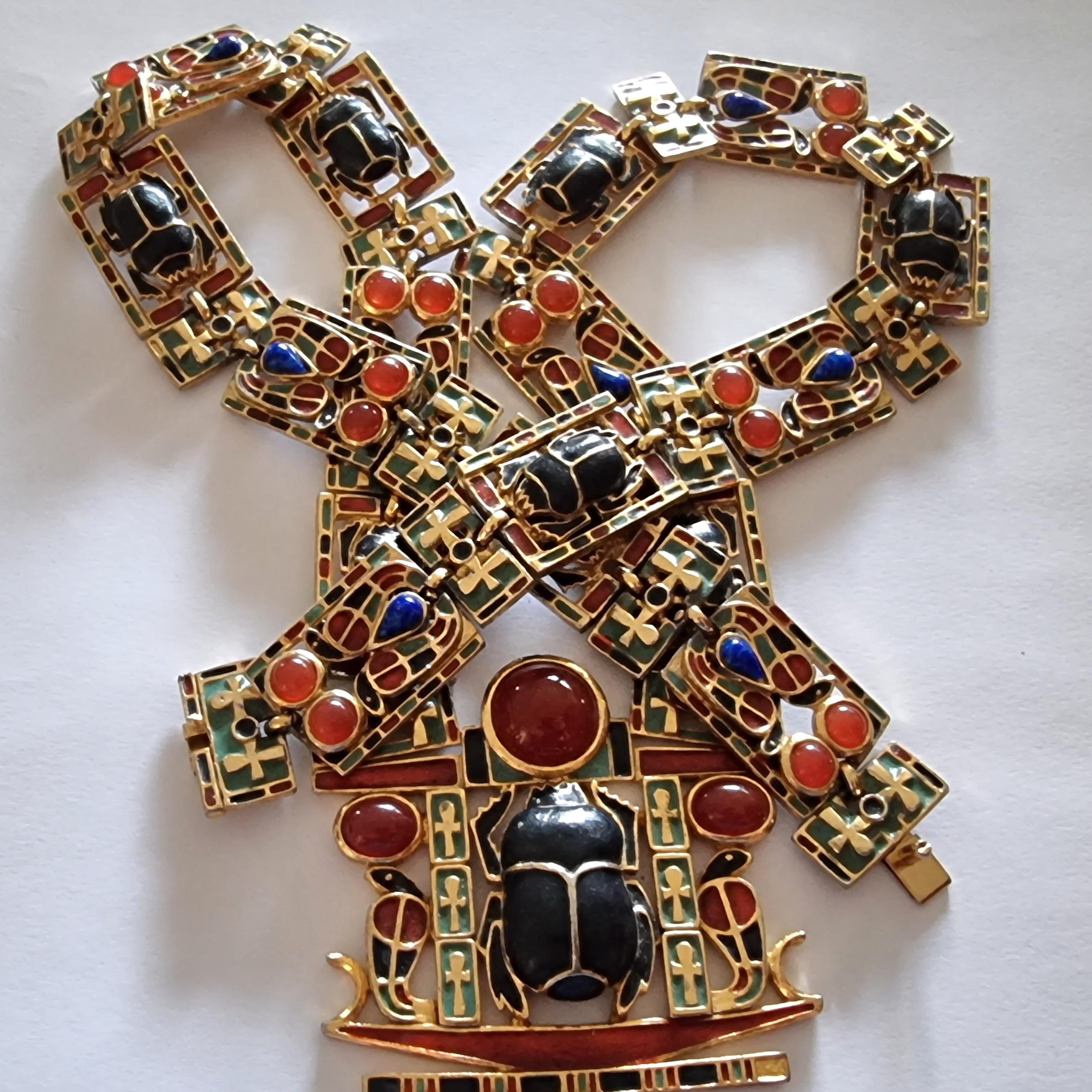NEO-EGYPTIAN NECKLACE Tutankhamun, Scarab, vintage 60s 11
