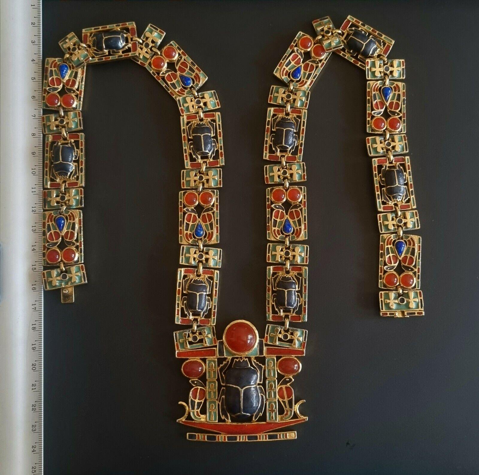 Important NEO-EGYPTIAN NECKLACE Tutankhamun, Skarabäus, Vintage, 60er-Jahre im Angebot 14