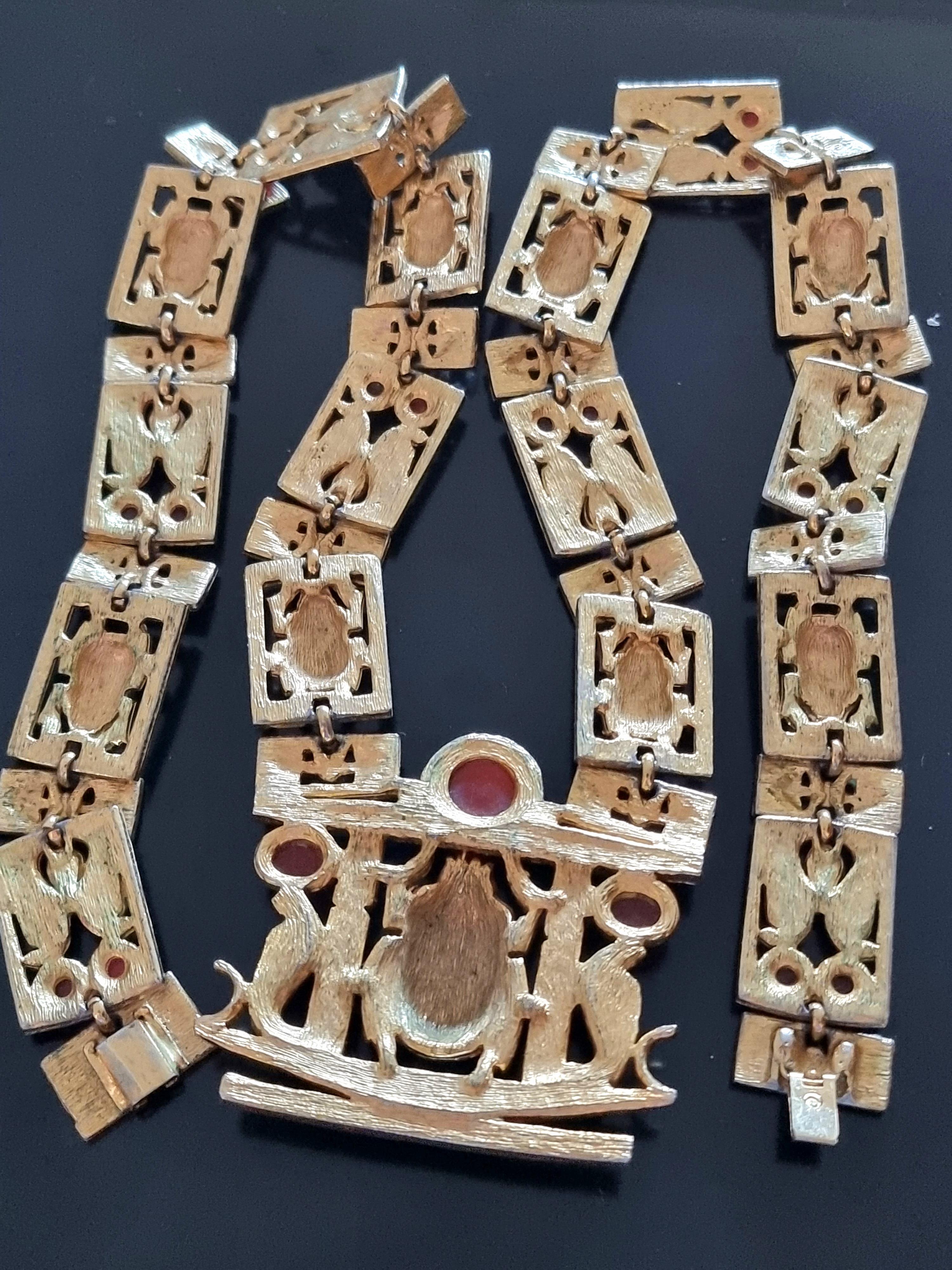 Important NEO-EGYPTIAN NECKLACE Tutankhamun, Skarabäus, Vintage, 60er-Jahre für Damen oder Herren im Angebot