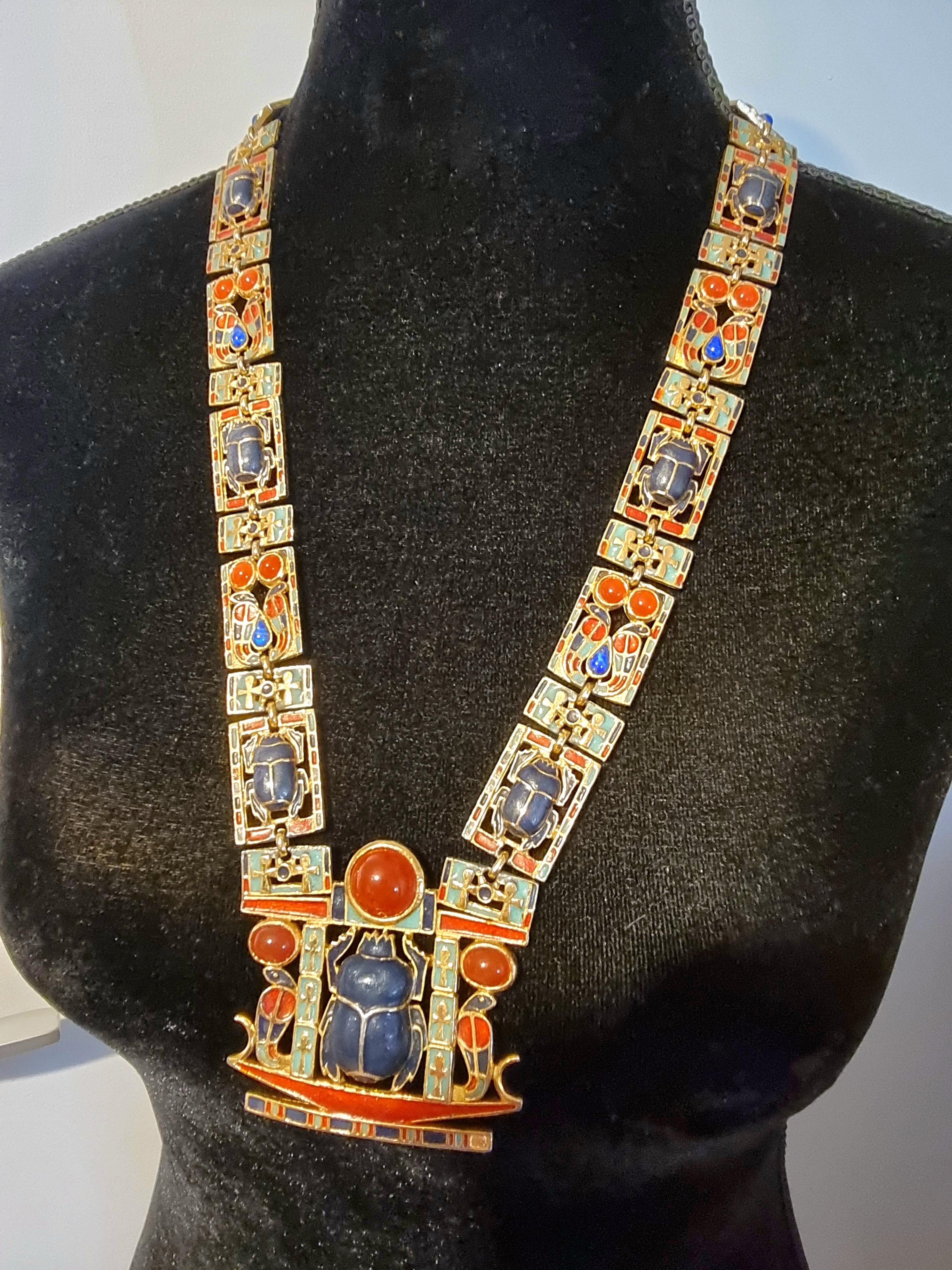 Important NEO-EGYPTIAN NECKLACE Tutankhamun, Skarabäus, Vintage, 60er-Jahre im Angebot 3