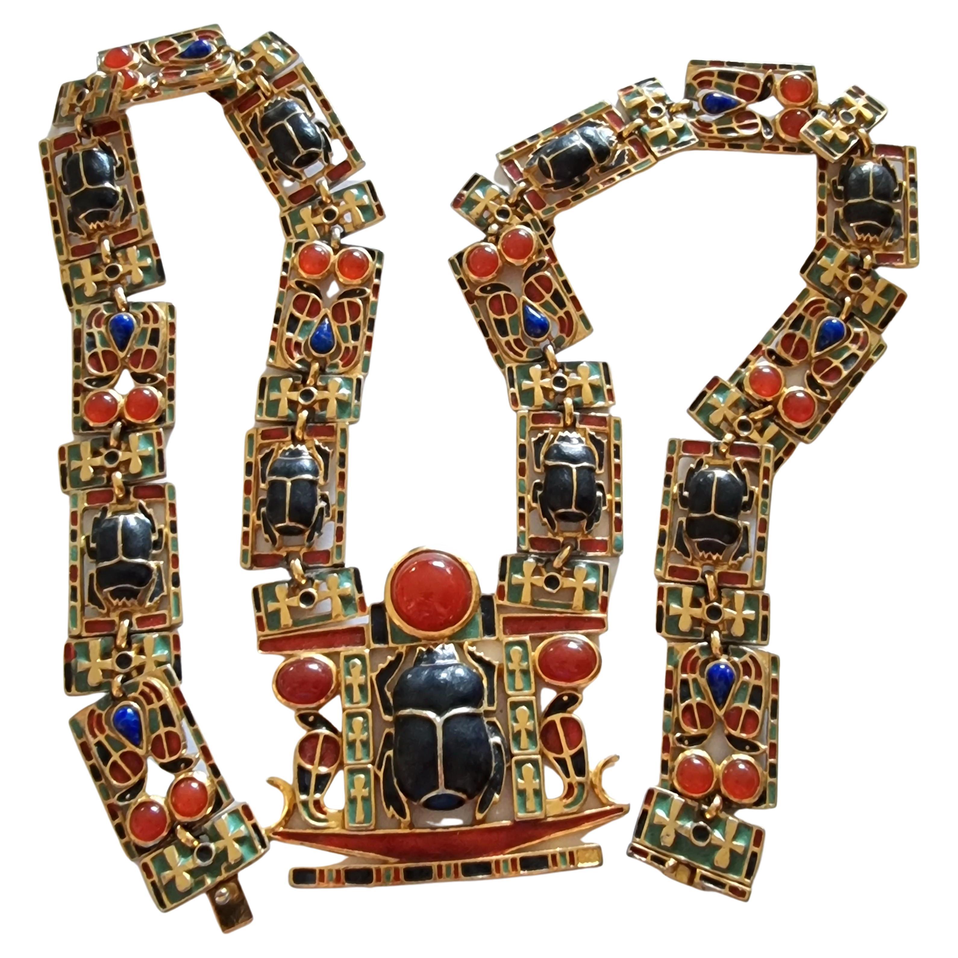 Important Necklace NEO-EGYPTIAN Tutankhamun, écharpe, vintage des années 60 en vente