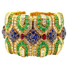 Important Colored Stones Bracelet 44 Carats Sapphires Rubies Emeralds Diamonds
