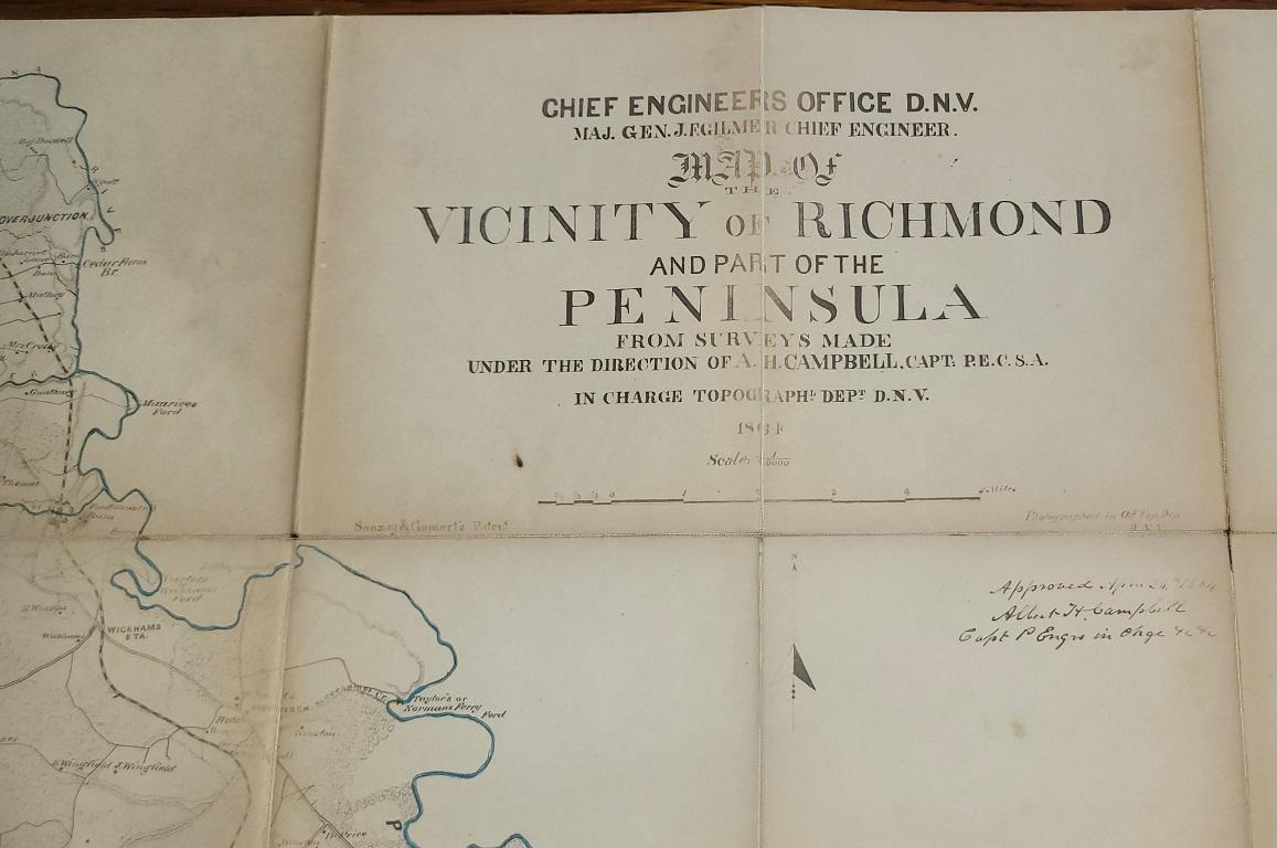 Important Confederate Field Map of Richmond VA 1864 with Provenance For Sale 4