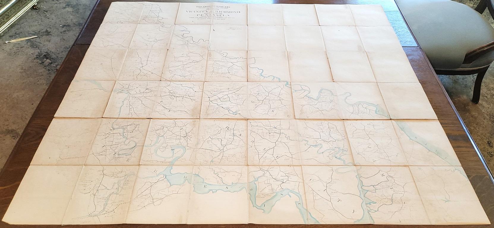 American Classical Important Confederate Field Map of Richmond VA 1864 with Provenance For Sale