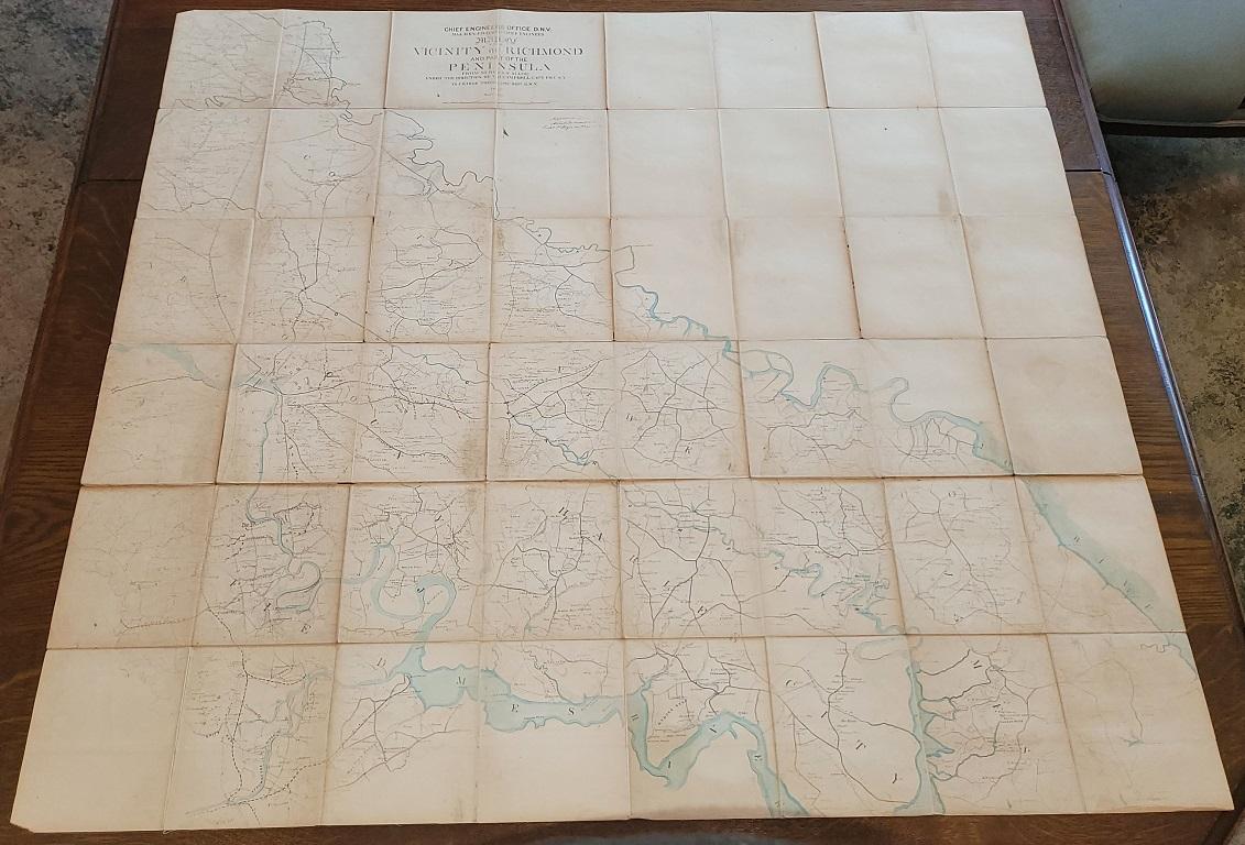 19th Century Important Confederate Field Map of Richmond VA 1864 with Provenance For Sale