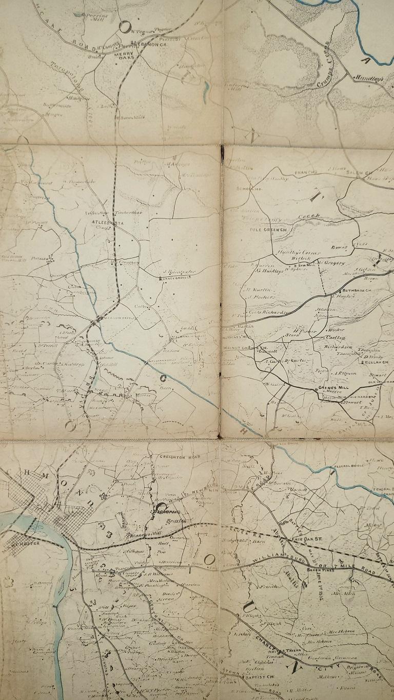 Important Confederate Field Map of Richmond VA 1864 with Provenance For Sale 1