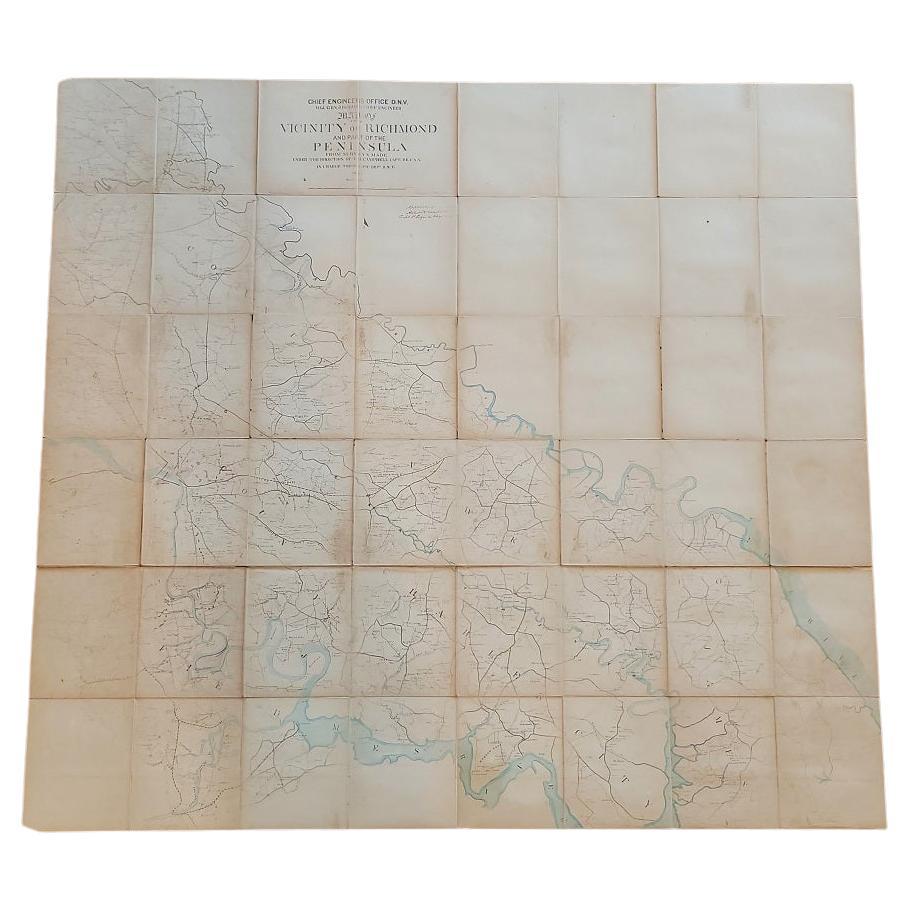 Important Confederate Field Map of Richmond VA 1864 with Provenance For Sale