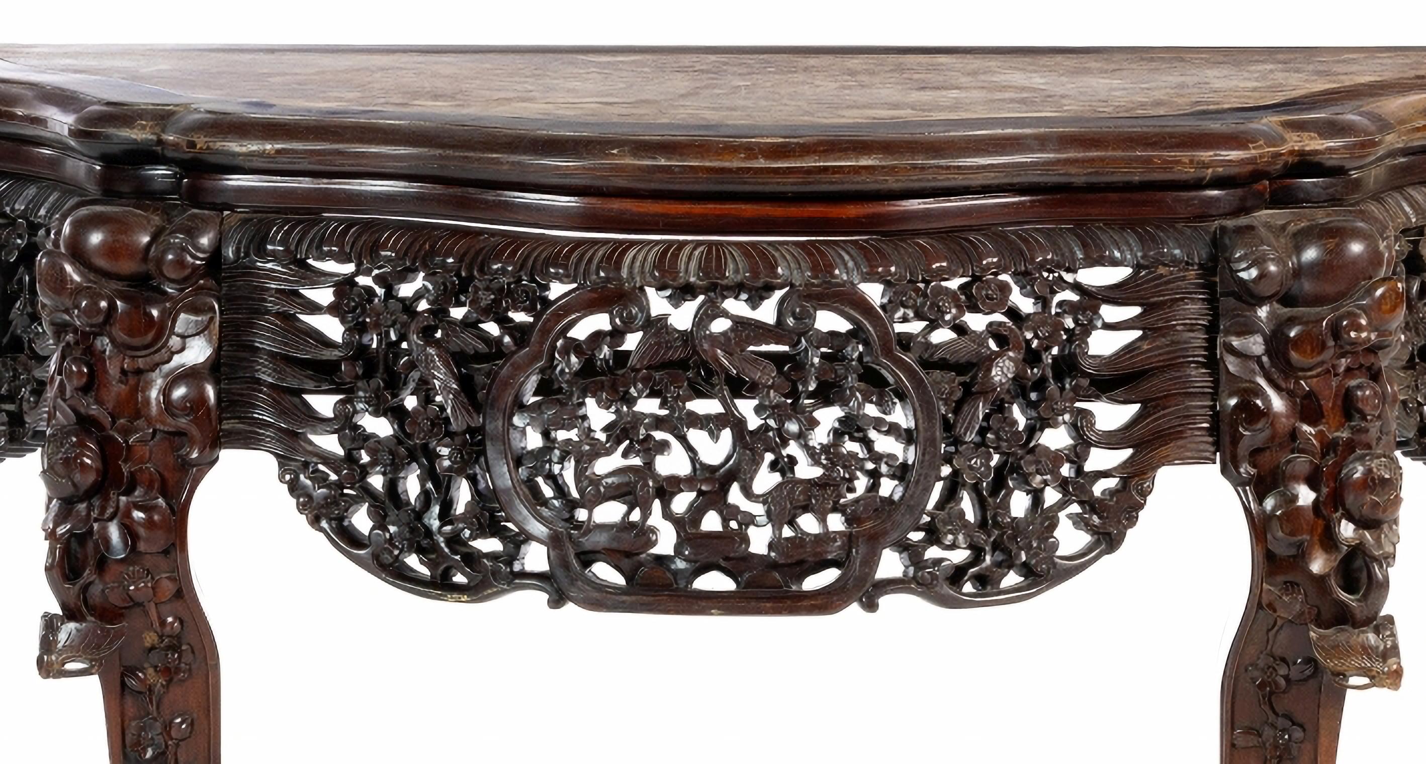 Hand-Crafted Important CONSOLE  Chinese 19th Century in Hongmu Wood For Sale