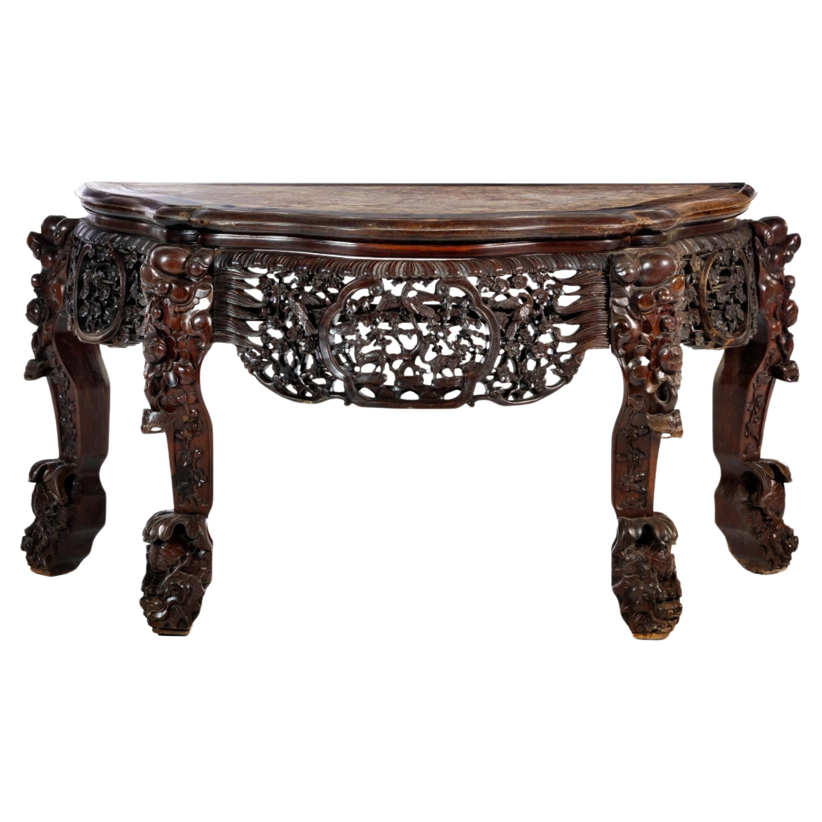 Important CONSOLE  Chinese 19th Century in Hongmu Wood For Sale