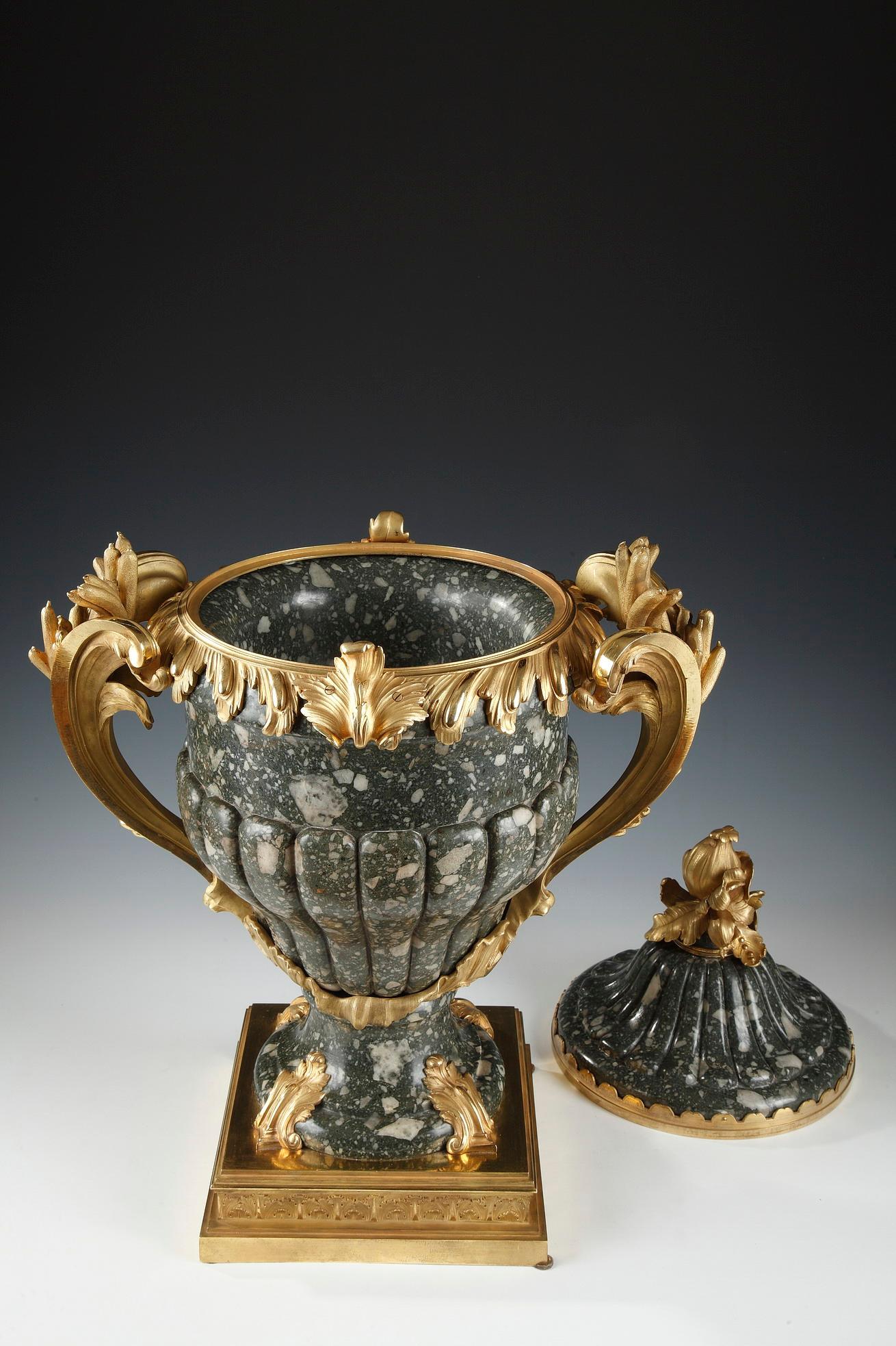 Marble Important Covered Vase Attributed to F. Linke, France, Circa 1880