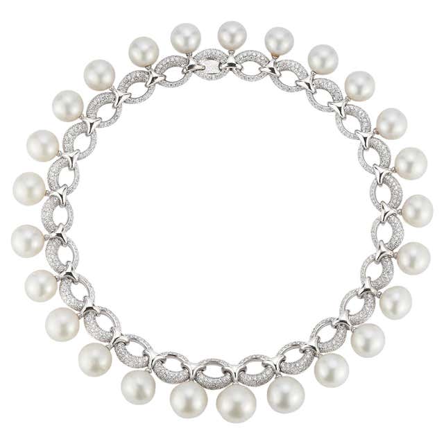 Cartier Diamond and Pearl Necklace For Sale at 1stDibs | cartier pearl ...