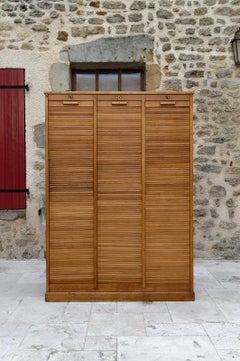 Important curtained filing cabinet / triple notary cabinet, France, Circa 1900