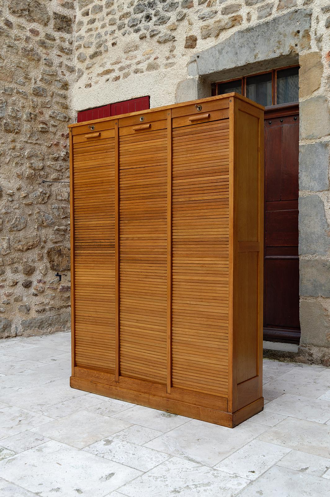 Industrial Important curtained filing cabinet / triple notary cabinet, France, Circa 1900 For Sale