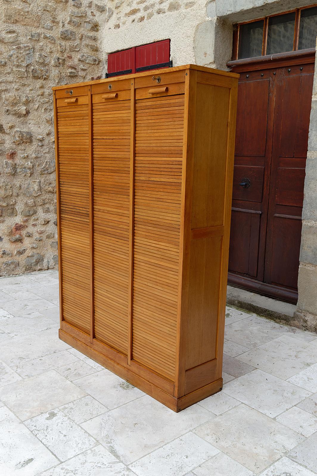20th Century Important curtained filing cabinet / triple notary cabinet, France, Circa 1900 For Sale