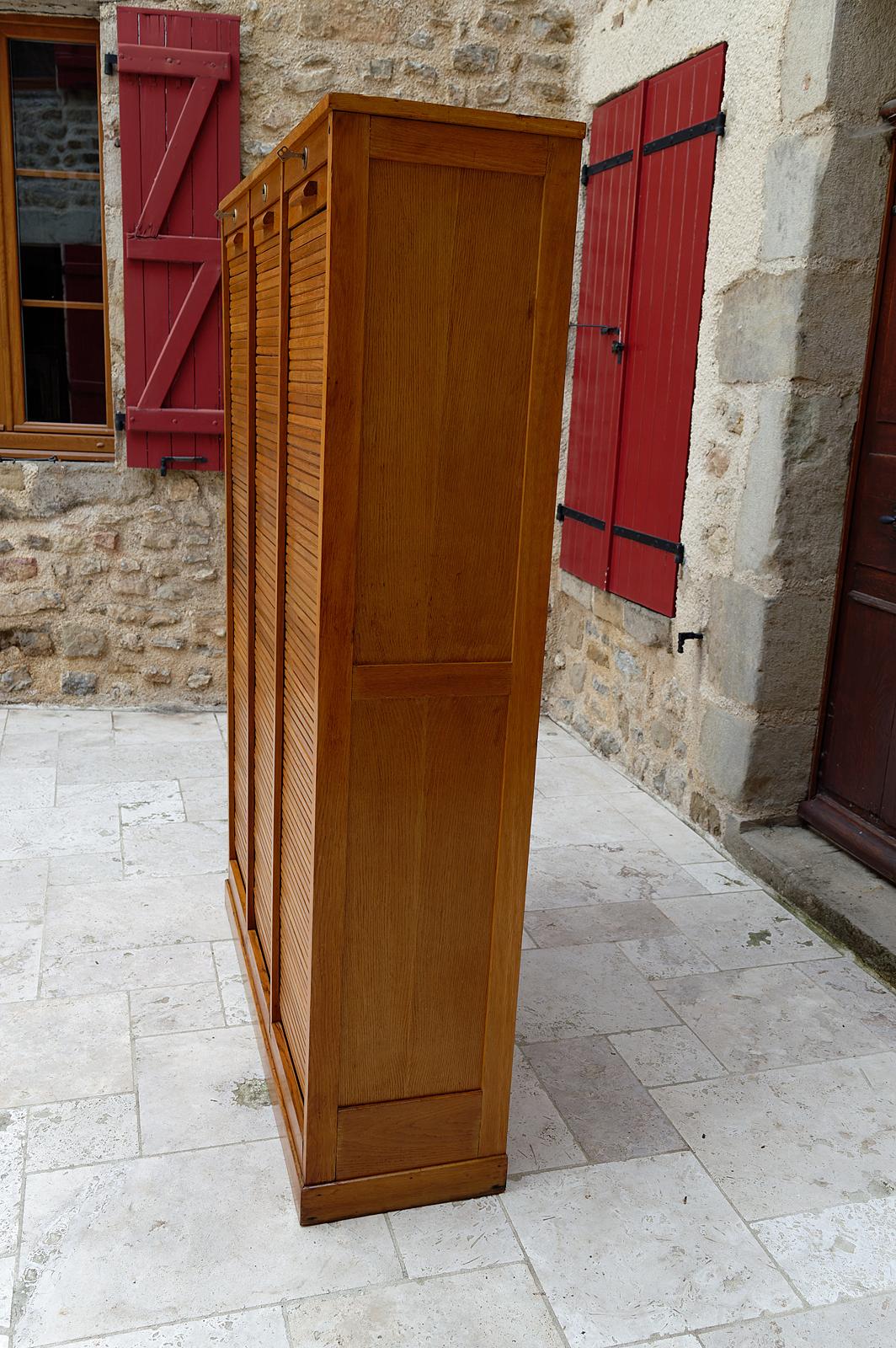 Wood Important curtained filing cabinet / triple notary cabinet, France, Circa 1900 For Sale