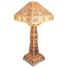 Important Cut-Out Wood Lamp, USA, Arts & Crafts / Prairie School, 1900–1920