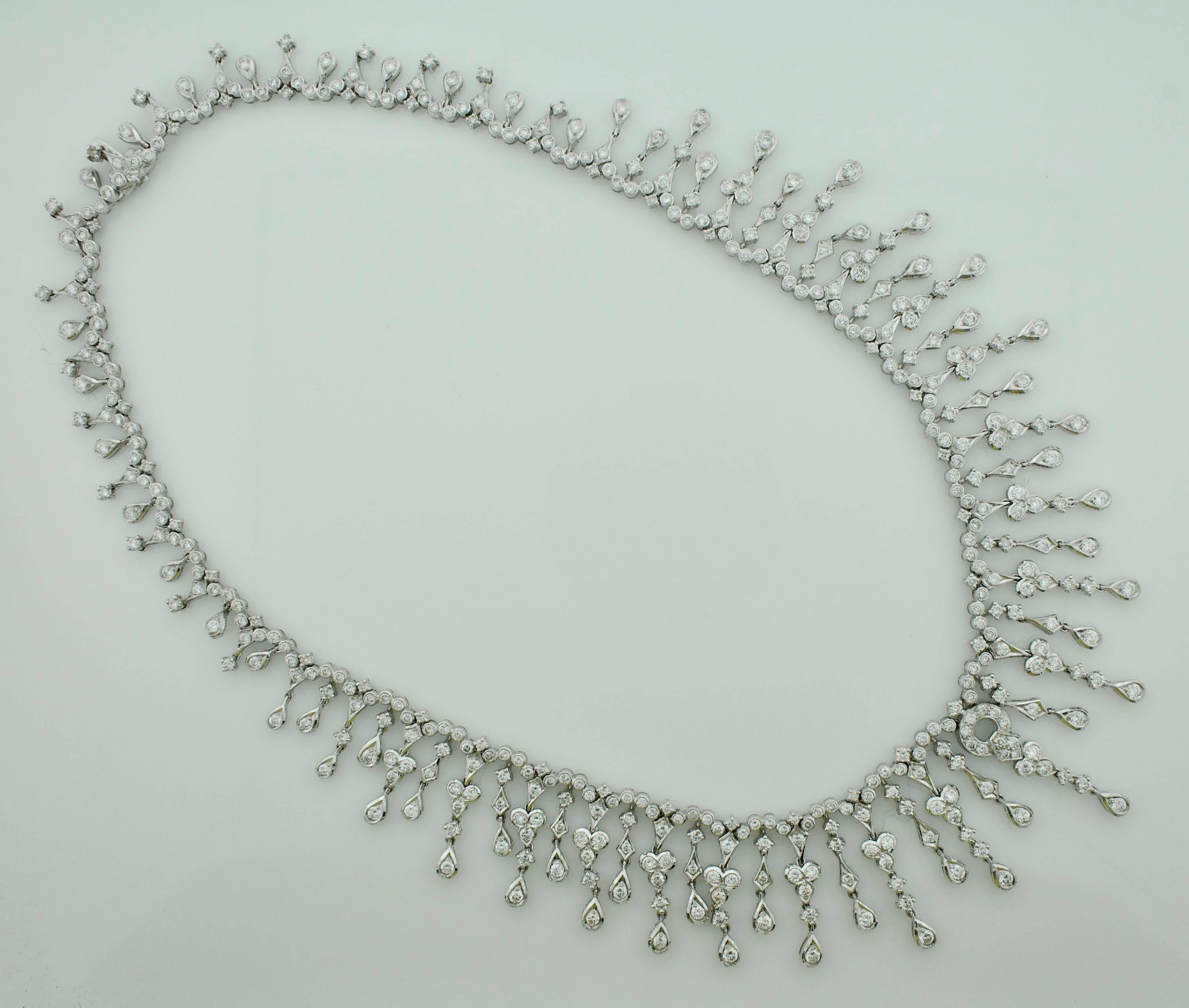 Important Dangling Diamond Necklace in 18k 11.60 carats
Four Hundred and Nineteen Round Brilliant Cut Diamonds weighing 11.60 carats approximately [G - I  VS2-SI]  (no imperfections visible to the naked eye)
Dance The Night Away as This Fully