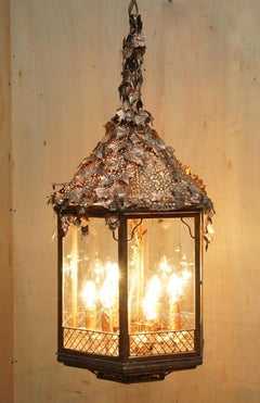 IMPORTANT DECORATIVE 1960er Italienische COPPER FLORAL HANGING LANTERN MUST SEE PICS