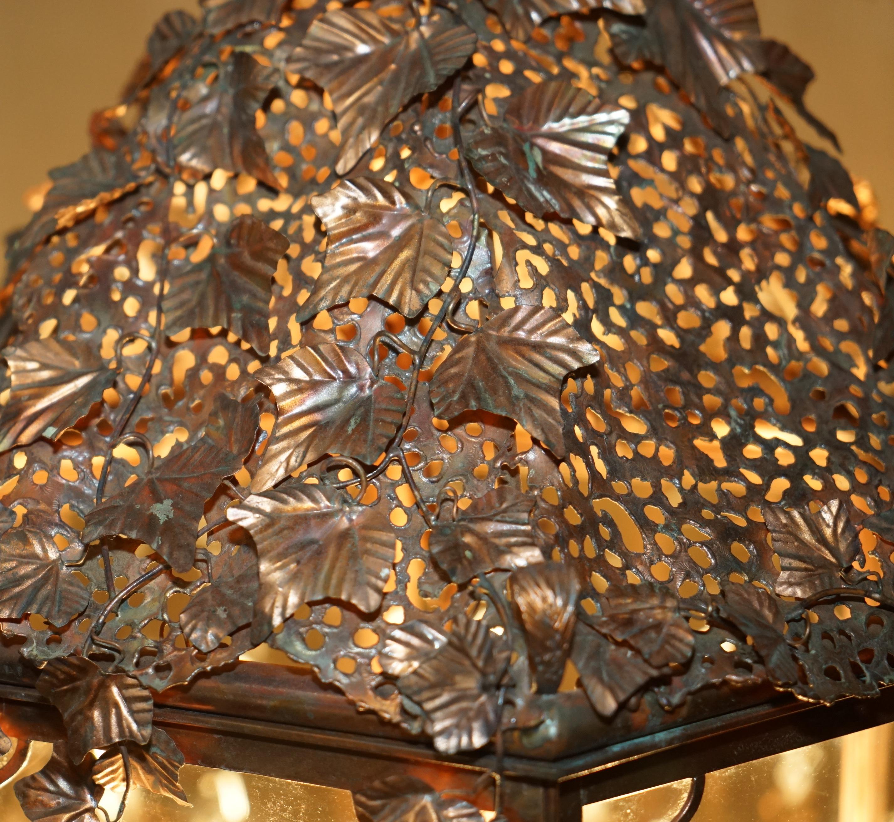Mid-20th Century IMPORTANT DECORATIVE 1960's ITALIAN COPPER FLORAL HANGING LANTERN MUST SEE PICS For Sale