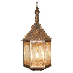 IMPORTANT DECORATIVE 1960's ITALIAN COPPER FLORAL HANGING LANTERN MUST SEE PICS