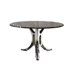 Important Design Sculptural Black Marble and Metal Dining Table by Martin Visser