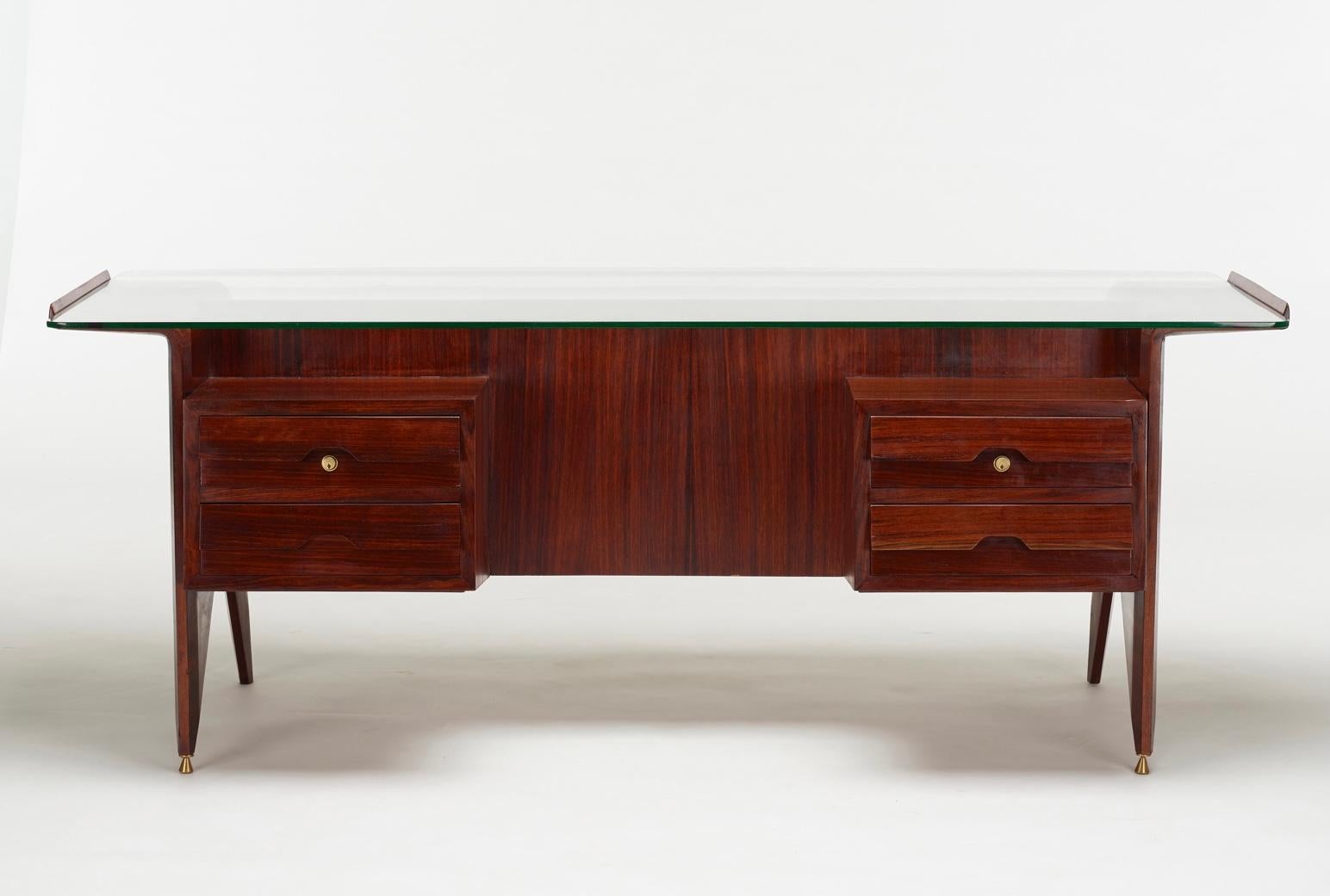 Brass Important Desk by Gio Ponti for the offices of Fontana Arte.