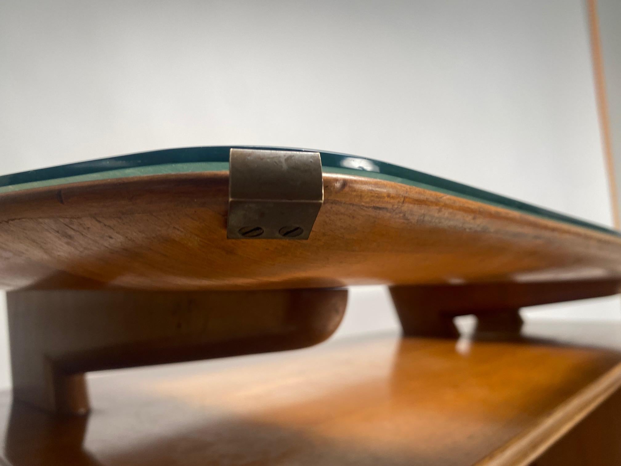 Brass Important Desk in wood and glass by Melchiorre Bega (Attr.), Italy, 1950s For Sale