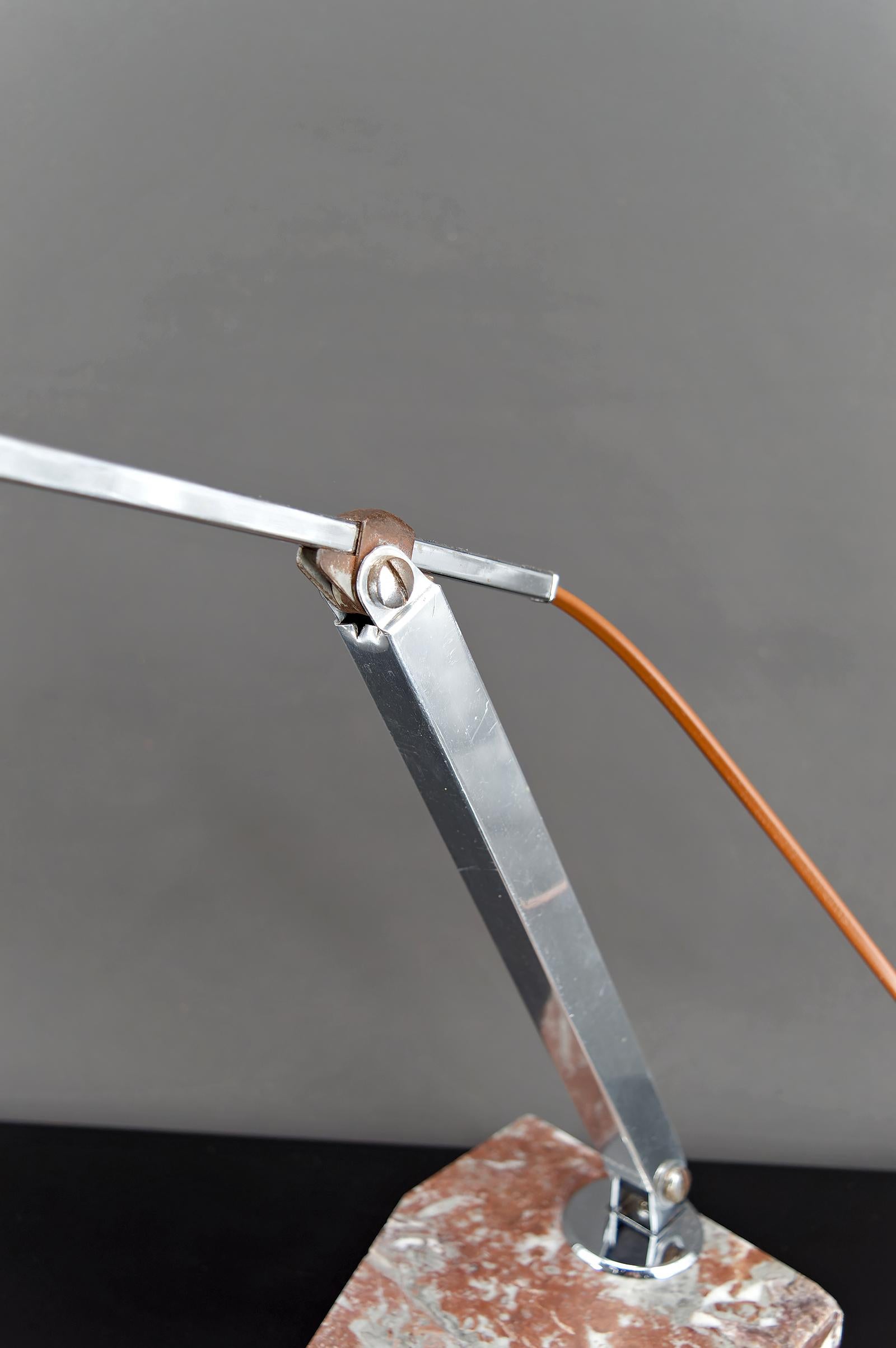 Important Desk Lamp, Chrome, Aluminum, and Marble, Art Deco, France, Circa 1930 For Sale 6