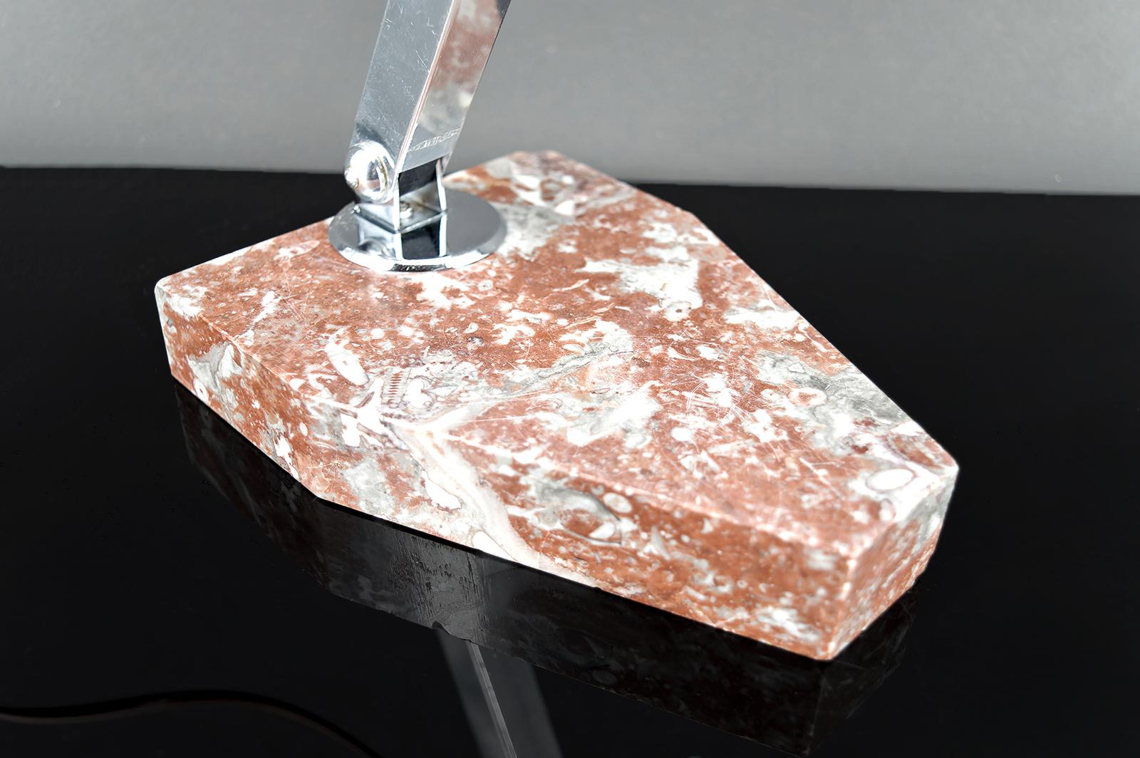 Important Desk Lamp, Chrome, Aluminum, and Marble, Art Deco, France, Circa 1930 For Sale 7