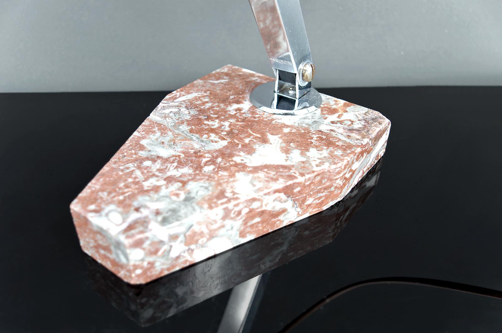 Important Desk Lamp, Chrome, Aluminum, and Marble, Art Deco, France, Circa 1930 For Sale 8