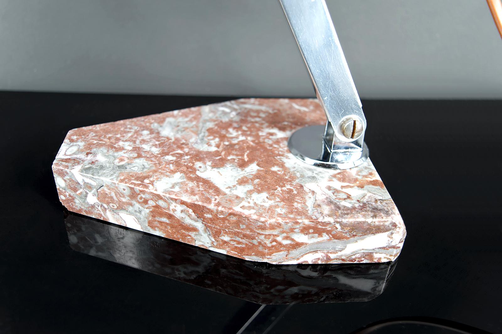 Important Desk Lamp, Chrome, Aluminum, and Marble, Art Deco, France, Circa 1930 For Sale 9