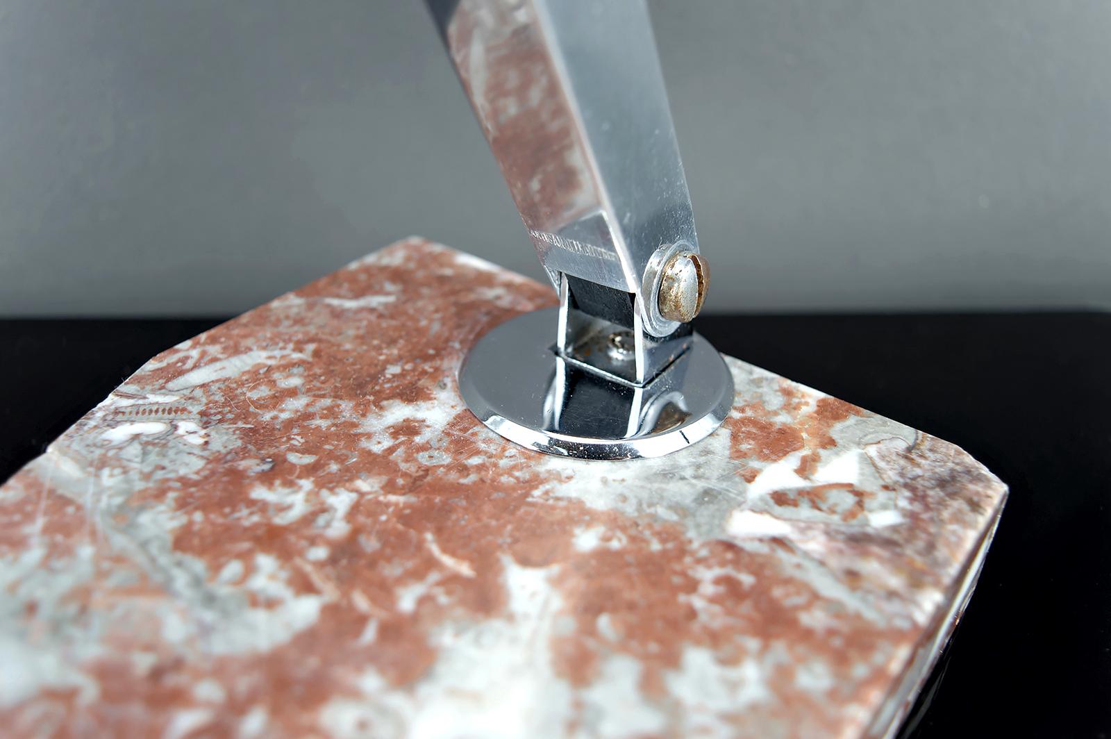 Important Desk Lamp, Chrome, Aluminum, and Marble, Art Deco, France, Circa 1930 For Sale 12