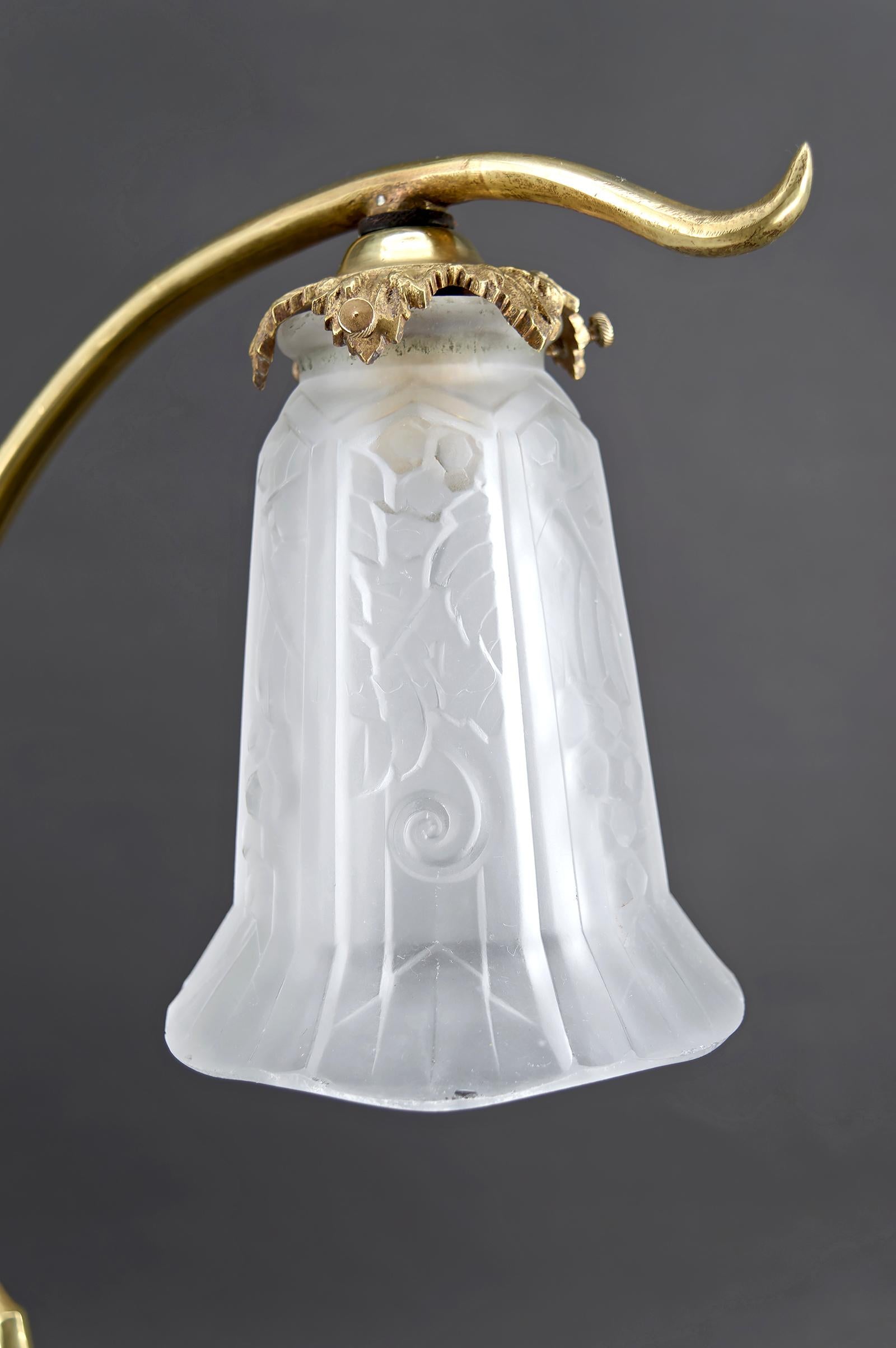 Wichtige Schreibtischlampe aus Bronze und Marmor, Jugendstil, Frankreich, um 1890 im Angebot 9