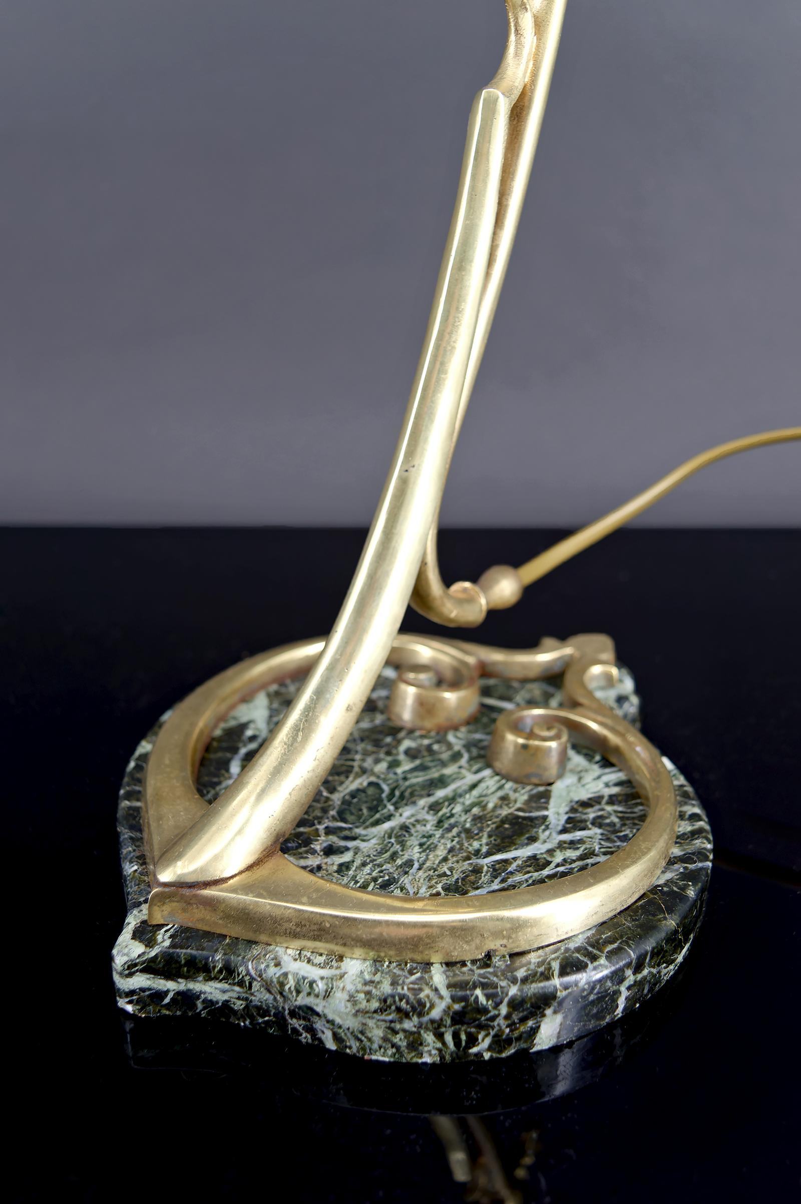 Wichtige Schreibtischlampe aus Bronze und Marmor, Jugendstil, Frankreich, um 1890 im Angebot 2