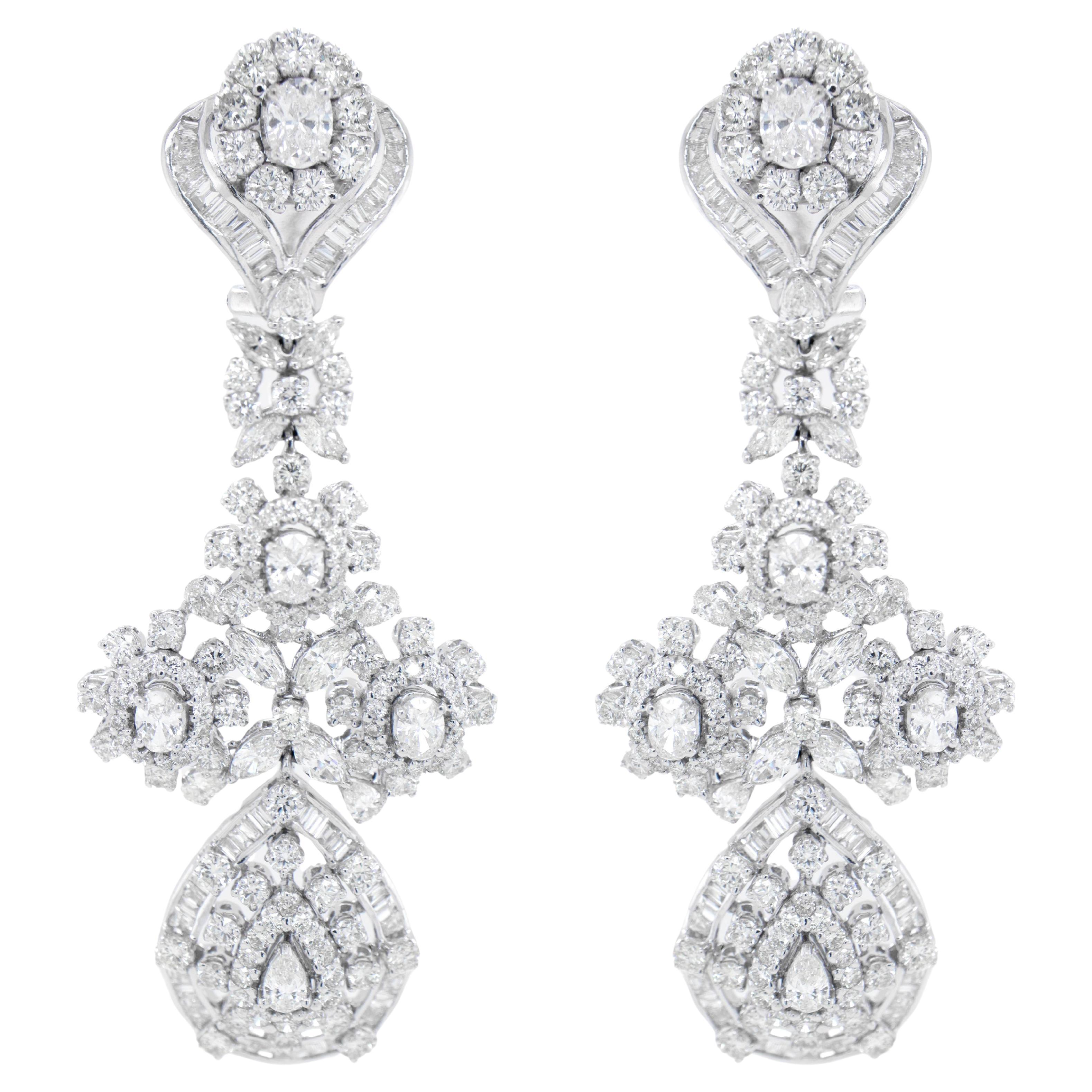 Important Diamond Chandelier Earrings 16 Carats 18K White Gold