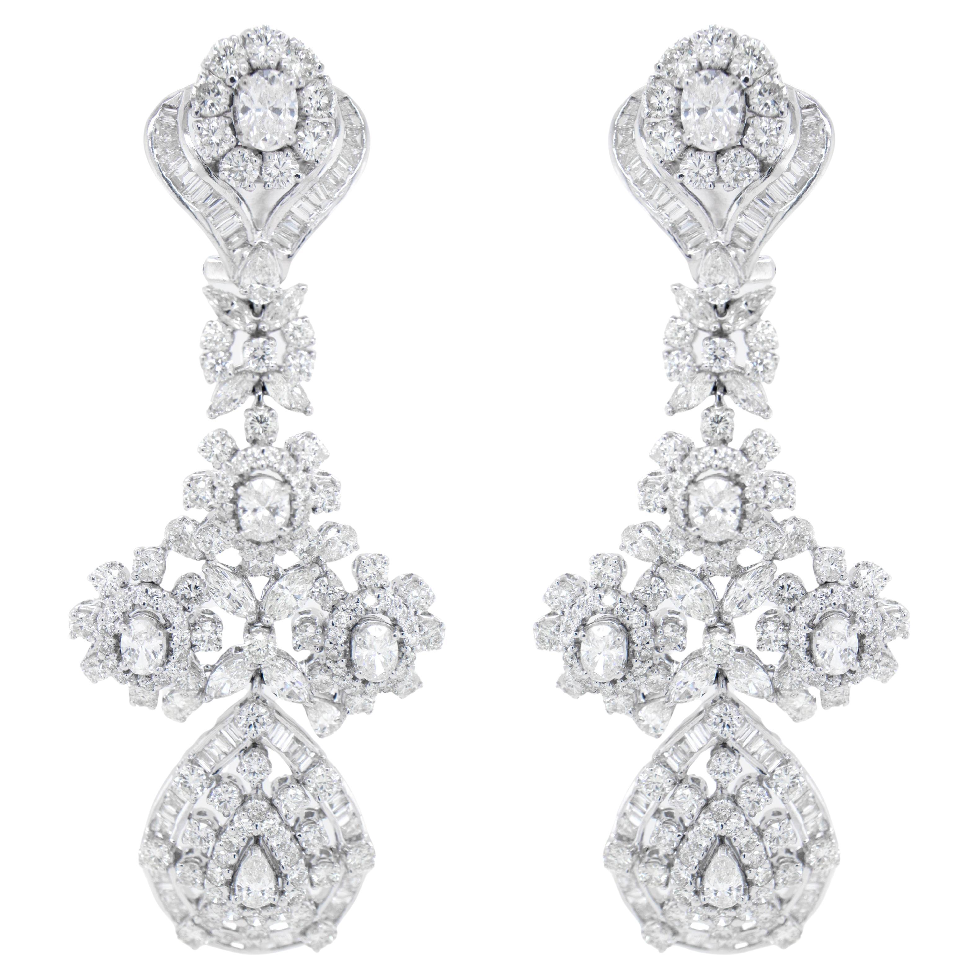 Important Diamond Chandelier Earrings 16 Carats 18K White Gold