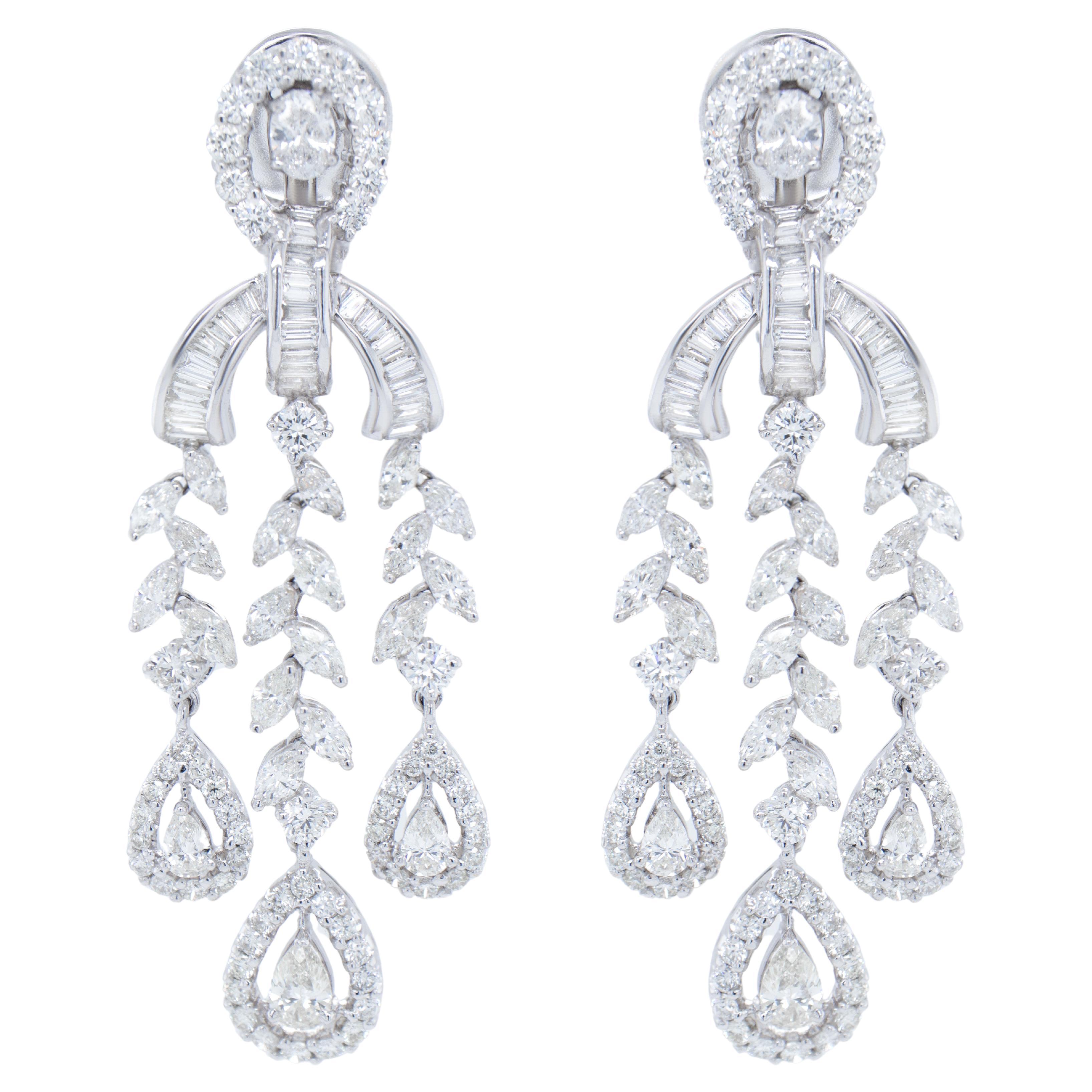 Importantes pendientes araña de diamantes 9,66 quilates Oro blanco de 18 quilates