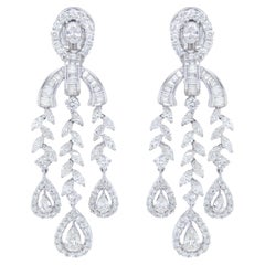 Important Diamond Chandelier Earrings 9.66 Carats 18K White Gold