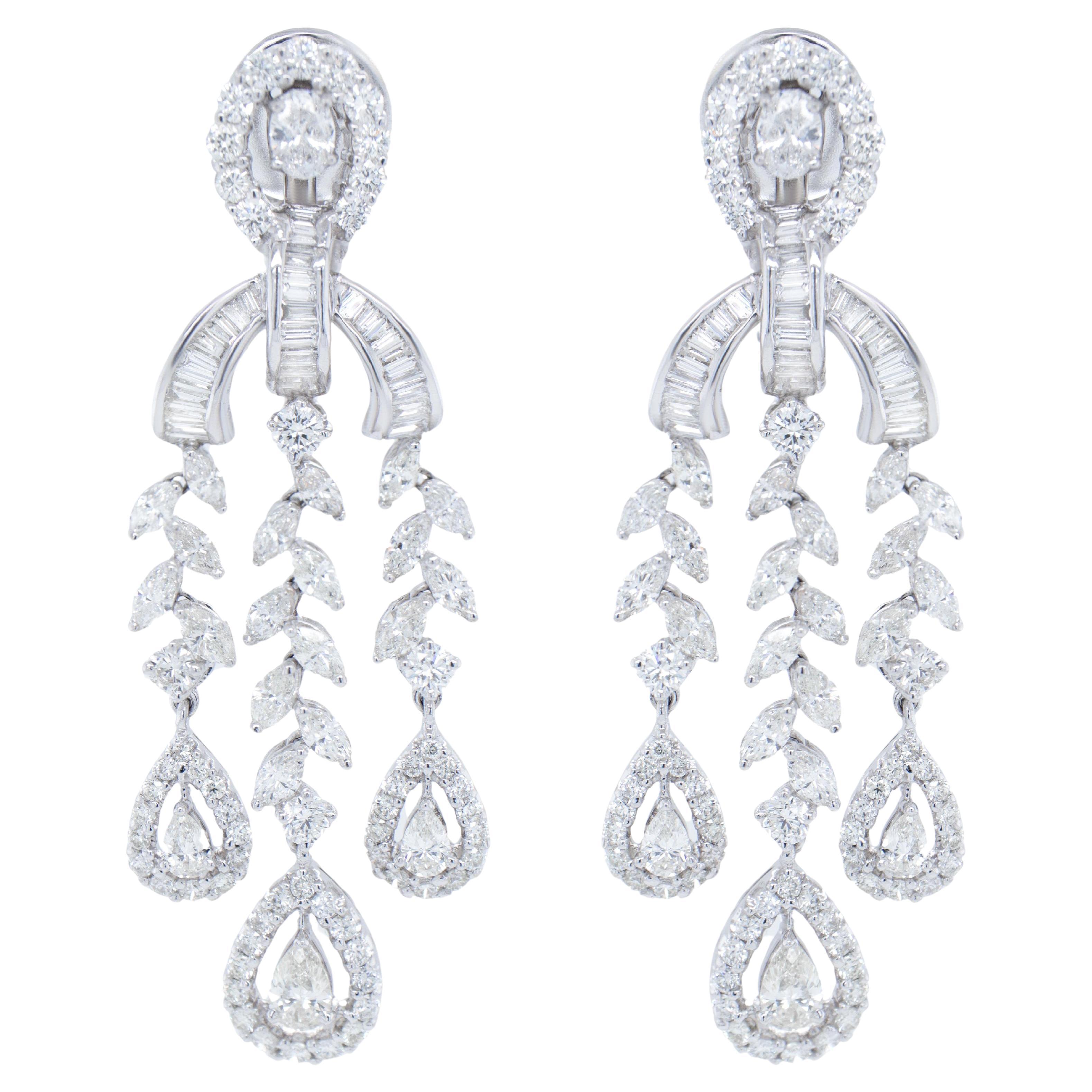Importantes pendientes araña de diamantes 9,66 quilates Oro blanco de 18 quilates