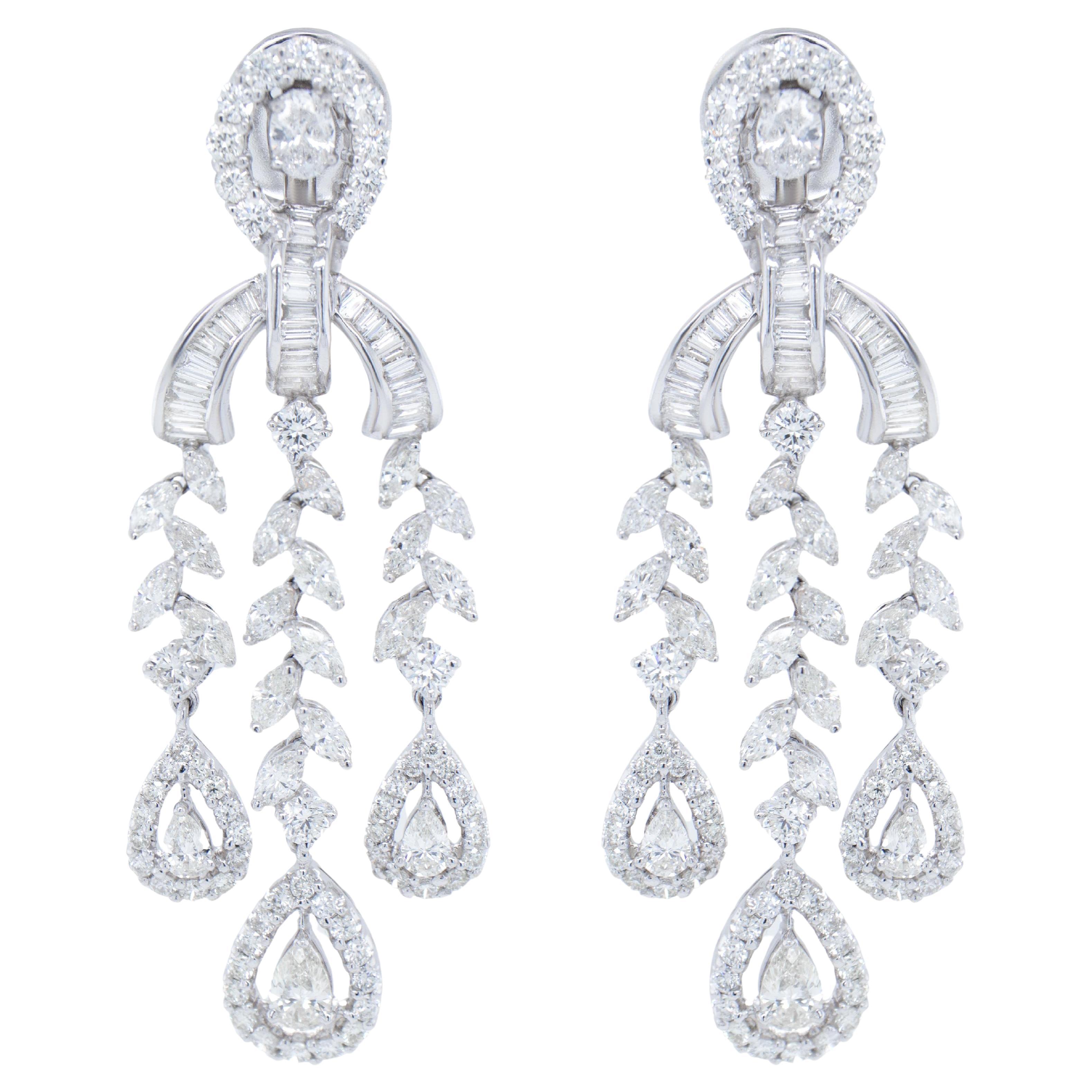 Importantes pendientes araña de diamantes 9,66 quilates Oro blanco de 18 quilates