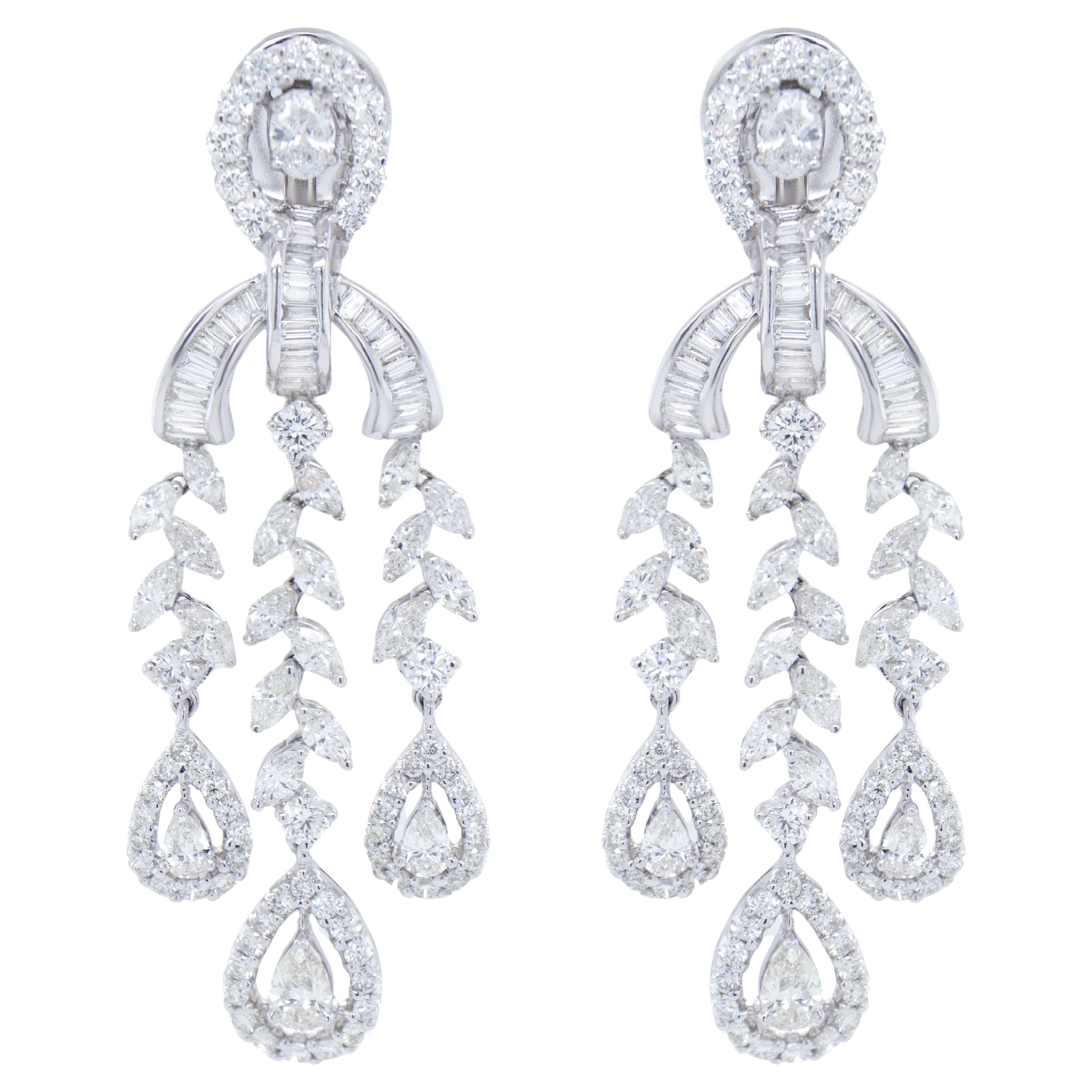 Importantes pendientes araña de diamantes 9,66 quilates Oro blanco de 18 quilates