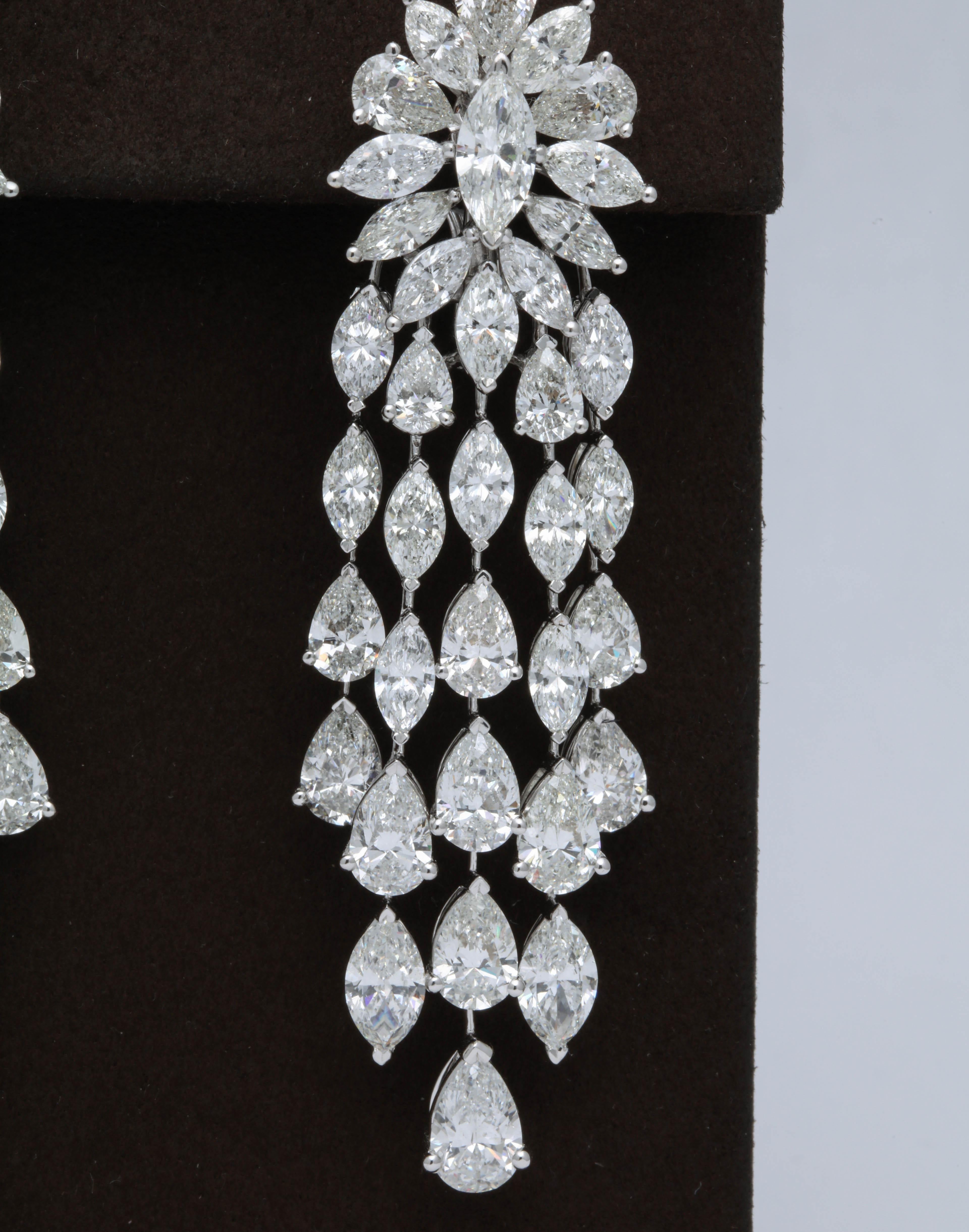 Women's or Men's Important Diamond Dangle Drop Earrings For Sale