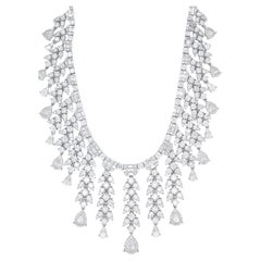 Important Diamond Drop Necklace 28 Carats 18K White Gold