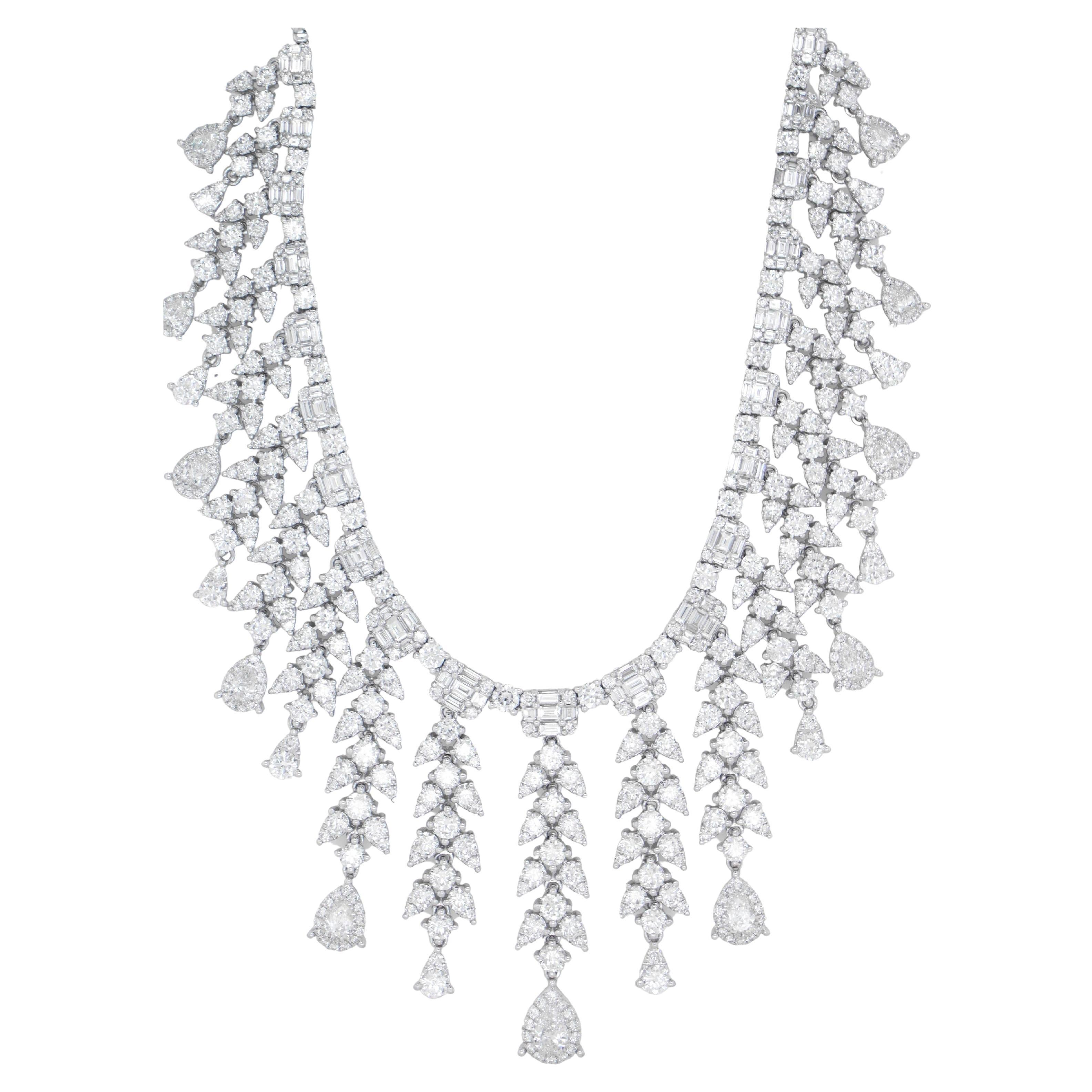Important Diamond Drop Necklace 28 Carats 18K White Gold