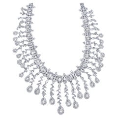 Important Diamond Drop Necklace 48 Carats 18K White Gold