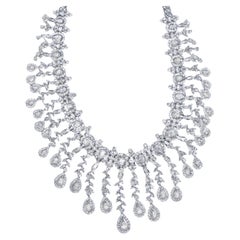 Important Diamond Drop Necklace 48 Carats 18K White Gold